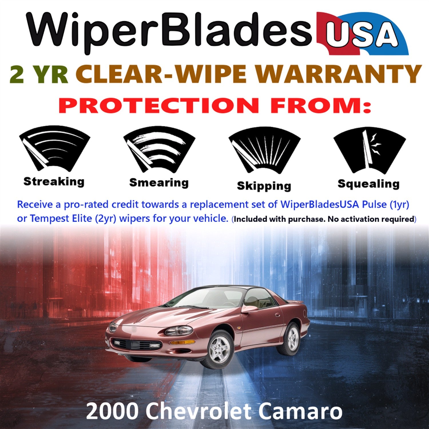 2000 Chevrolet Camaro Front Wiper blades Set  Includes 2yr Wear Warranty & Free Delivery