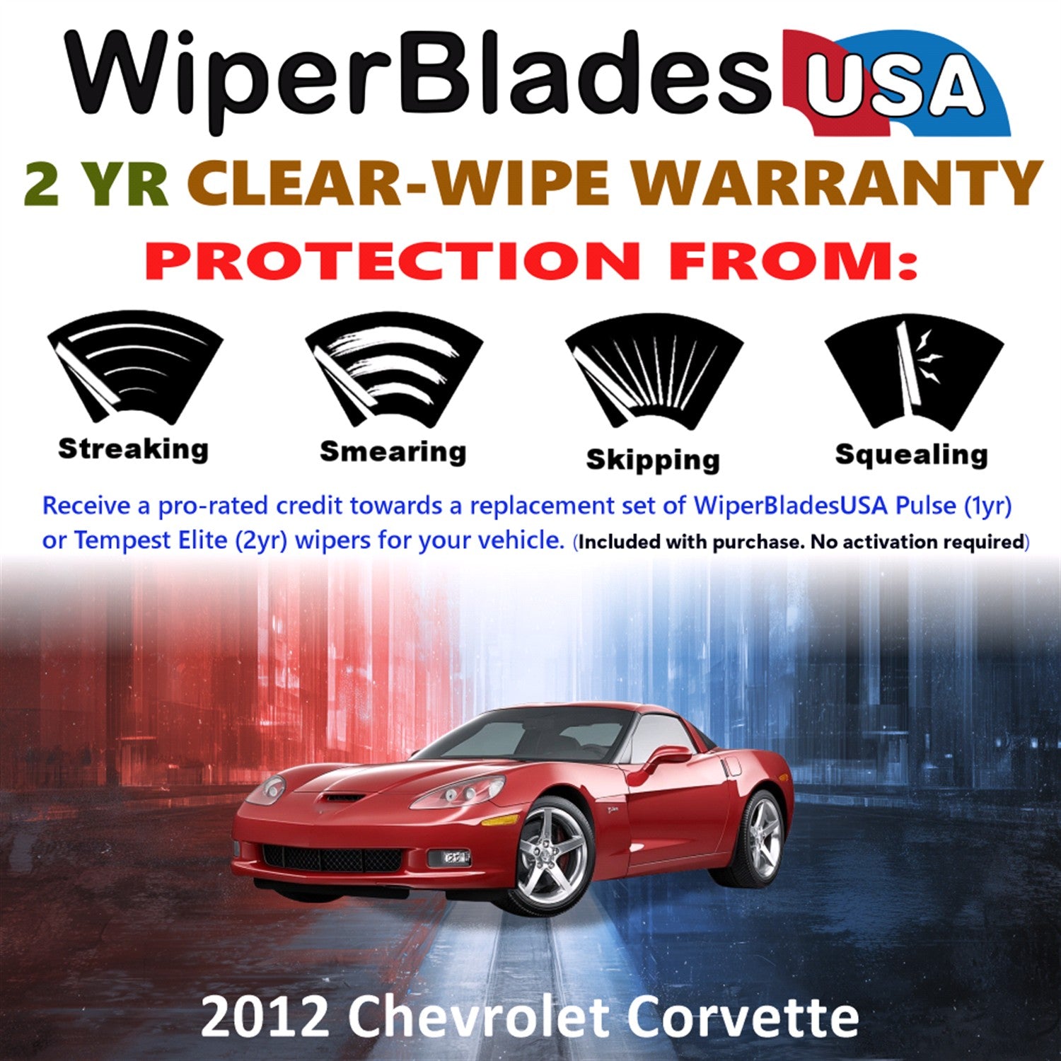 2012 Chevrolet Corvette Front Wiper blades Set  Includes 2yr Wear Warranty & Free Delivery