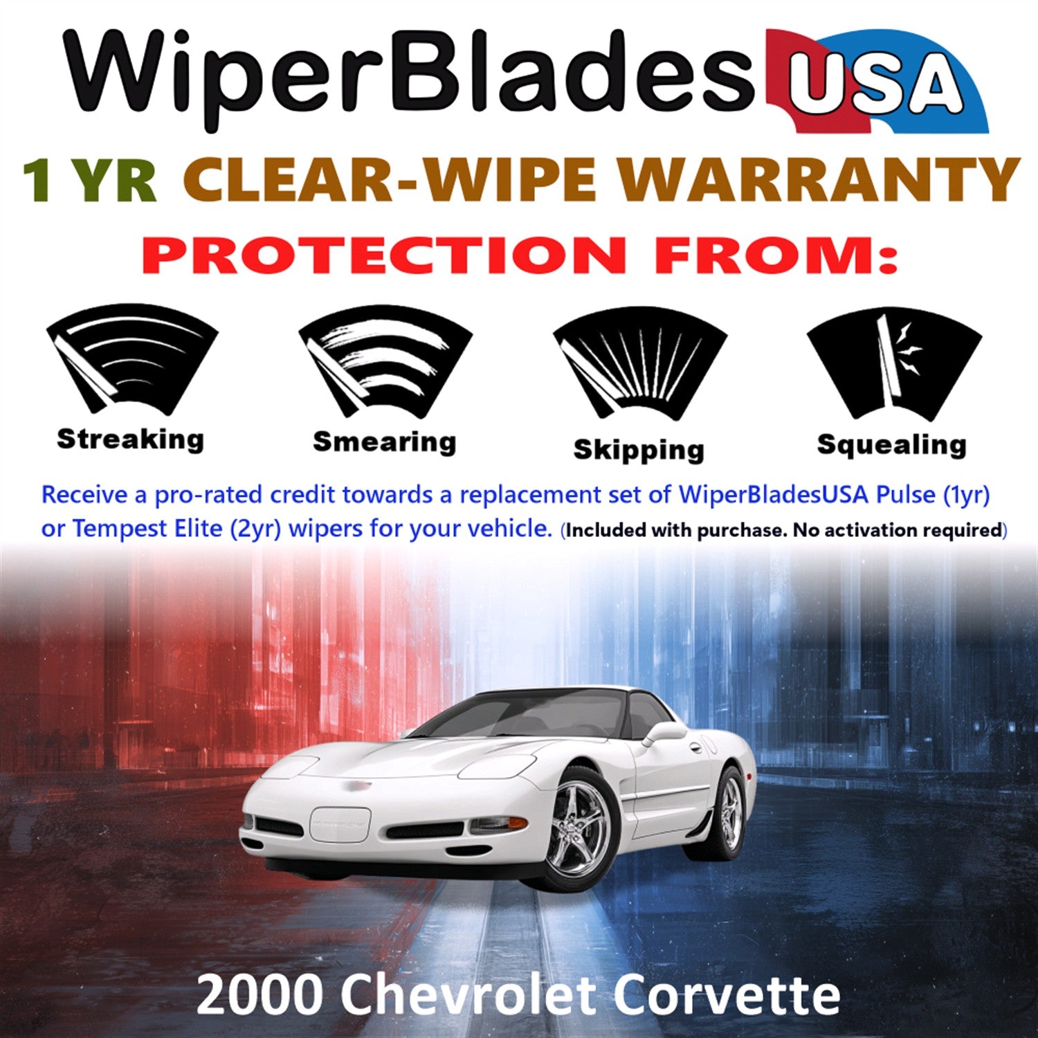 2000 Chevrolet Corvette Front Wiper blades Set Includes 1yr Wear Warranty & Free Delivery
