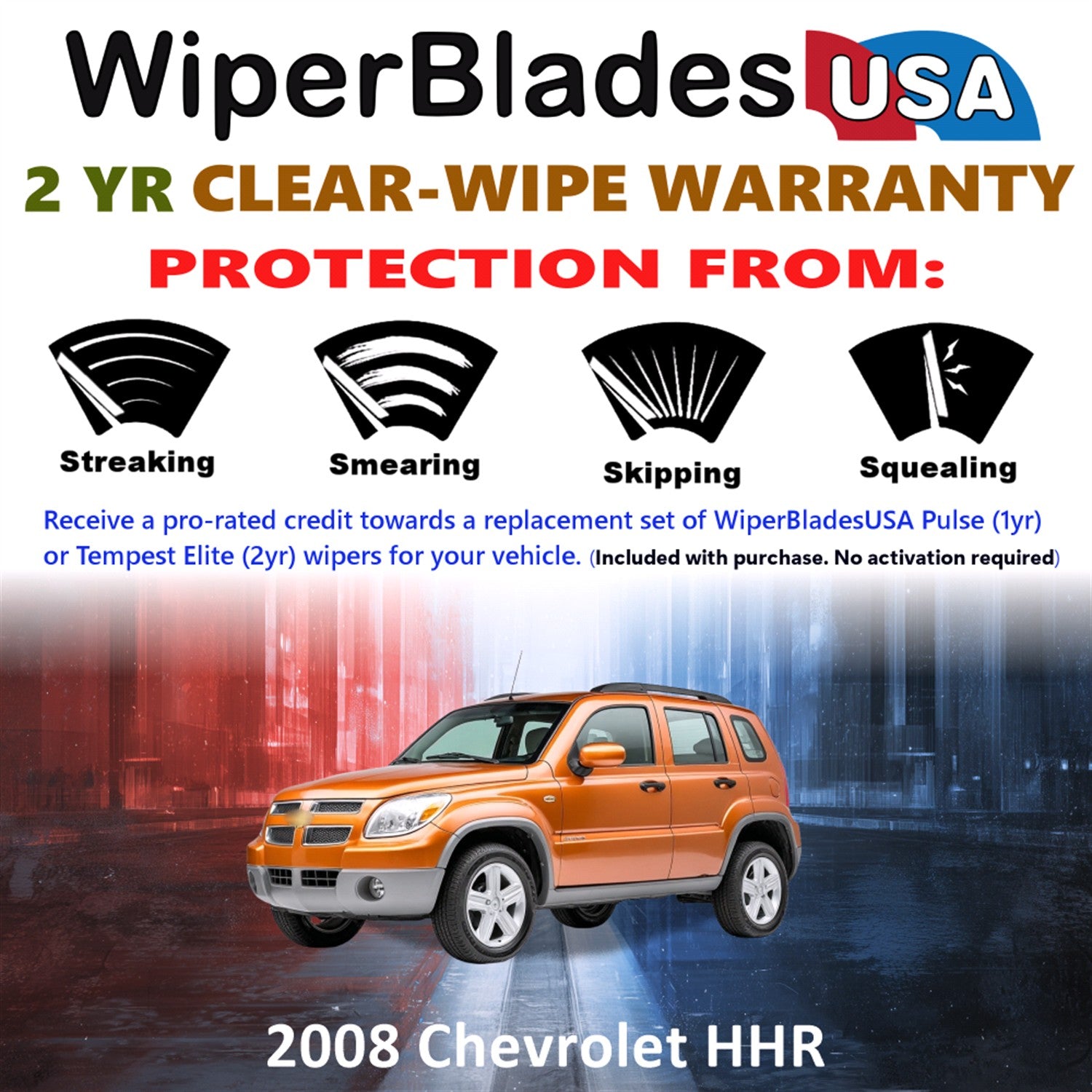 2008 Chevrolet HHR Front w/Rear Wiper blades Set  Includes 2yr Wear Warranty & Free Delivery