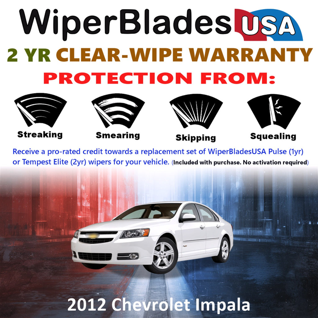 2012 Chevrolet Impala Front Wiper blades Set  Includes 2yr Wear Warranty & Free Delivery
