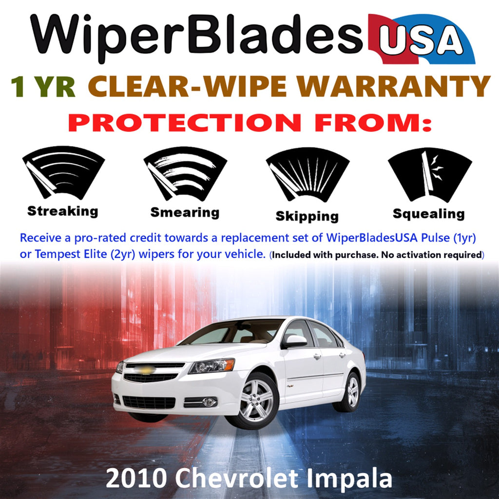 2010 Chevrolet Impala Front Wiper blades Set Includes 1yr Wear Warranty & Free Delivery