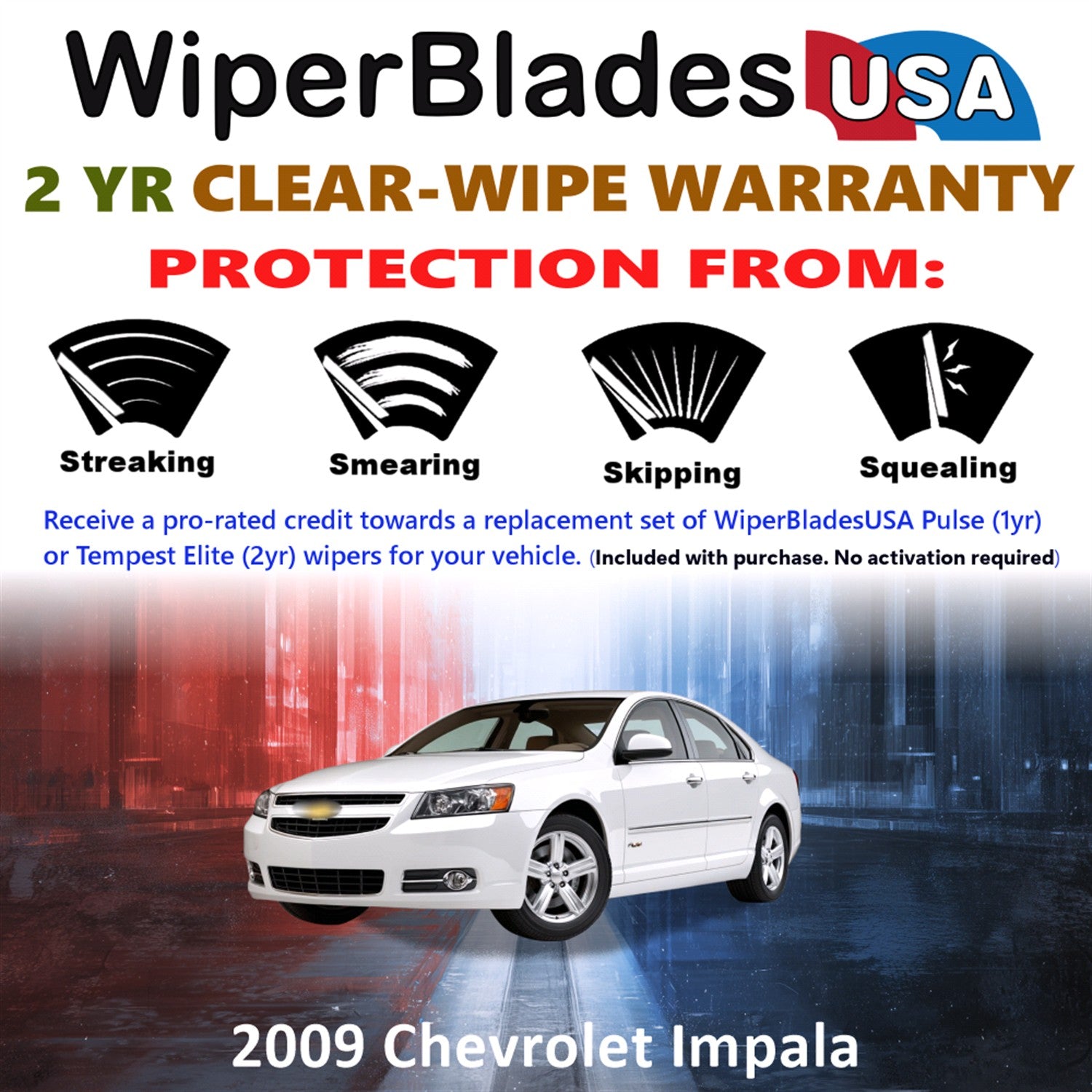 2009 Chevrolet Impala Front Wiper blades Set  Includes 2yr Wear Warranty & Free Delivery