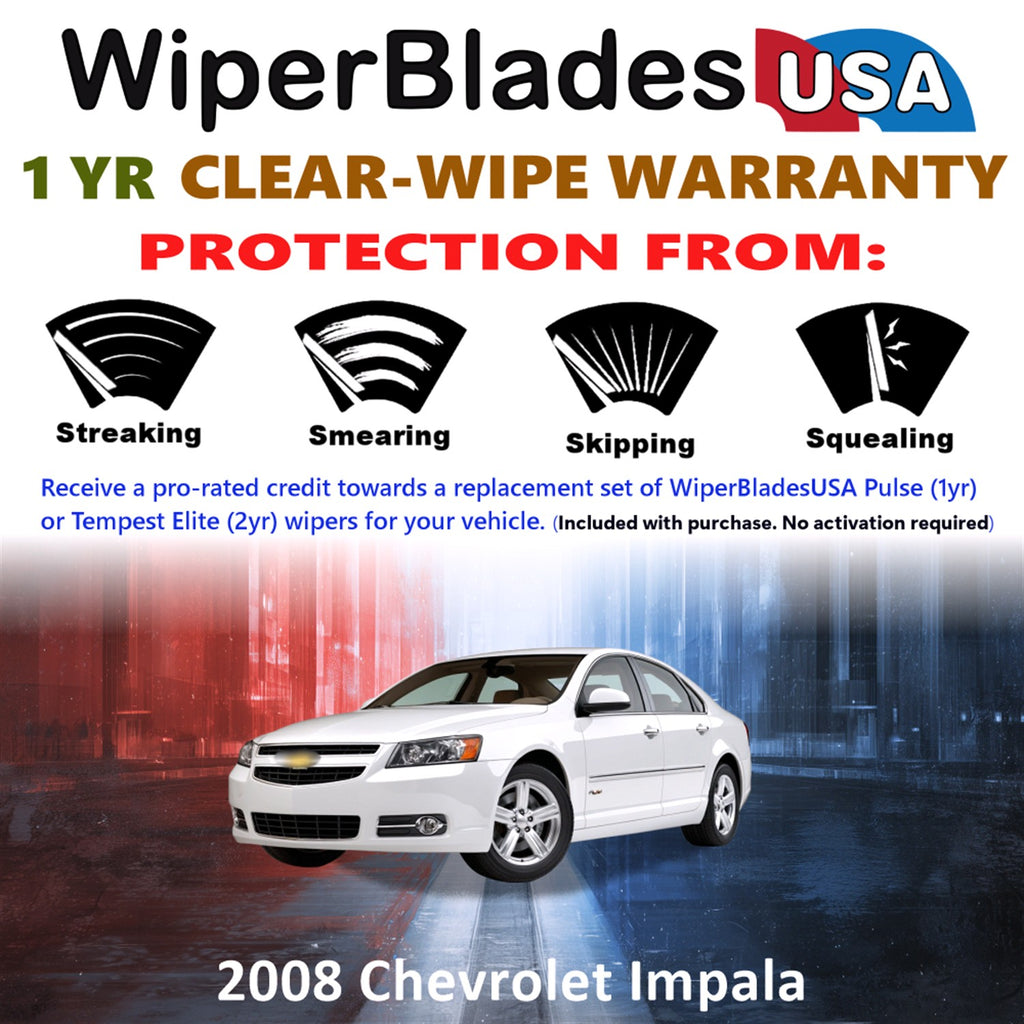 2008 Chevrolet Impala Front Wiper blades Set Includes 1yr Wear Warranty & Free Delivery