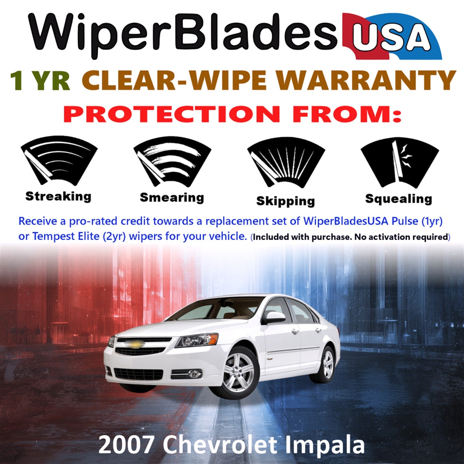 2007 Chevrolet Impala Front Wiper blades Set Includes 1yr Wear Warranty & Free Delivery