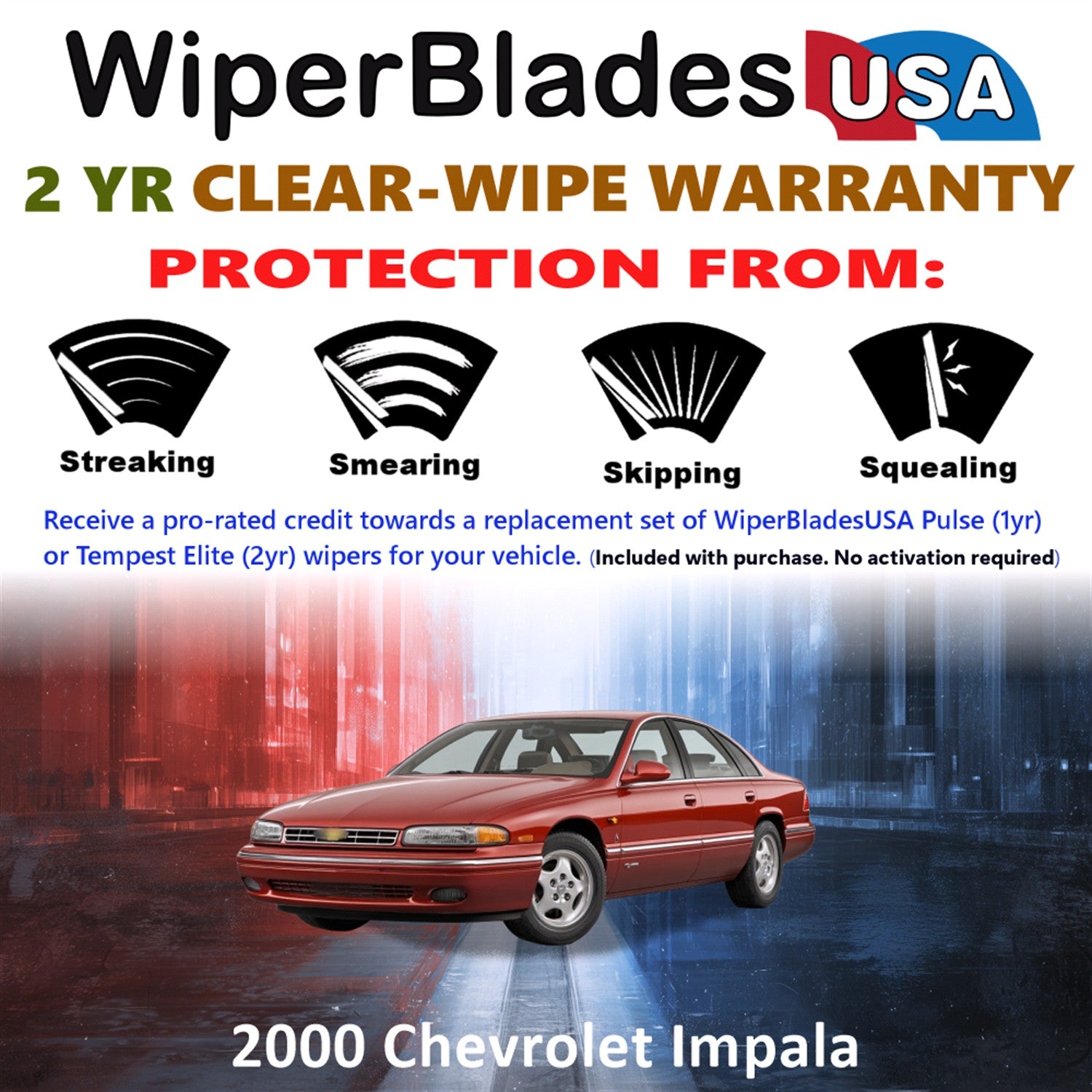 2000 Chevrolet Impala Front Wiper blades Set  Includes 2yr Wear Warranty & Free Delivery