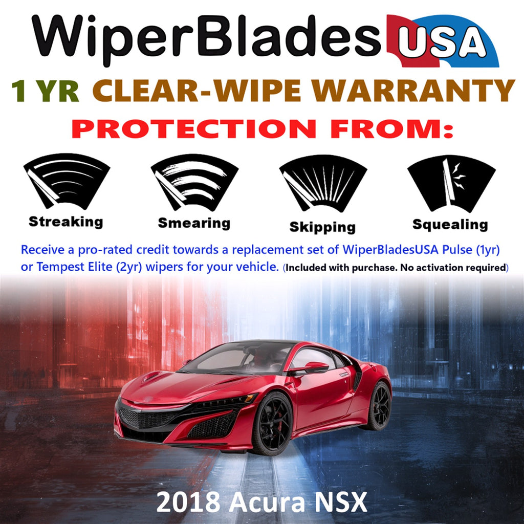 2018 Acura NSX Front Wiper blades Set Includes 1yr Wear Warranty & Free Delivery