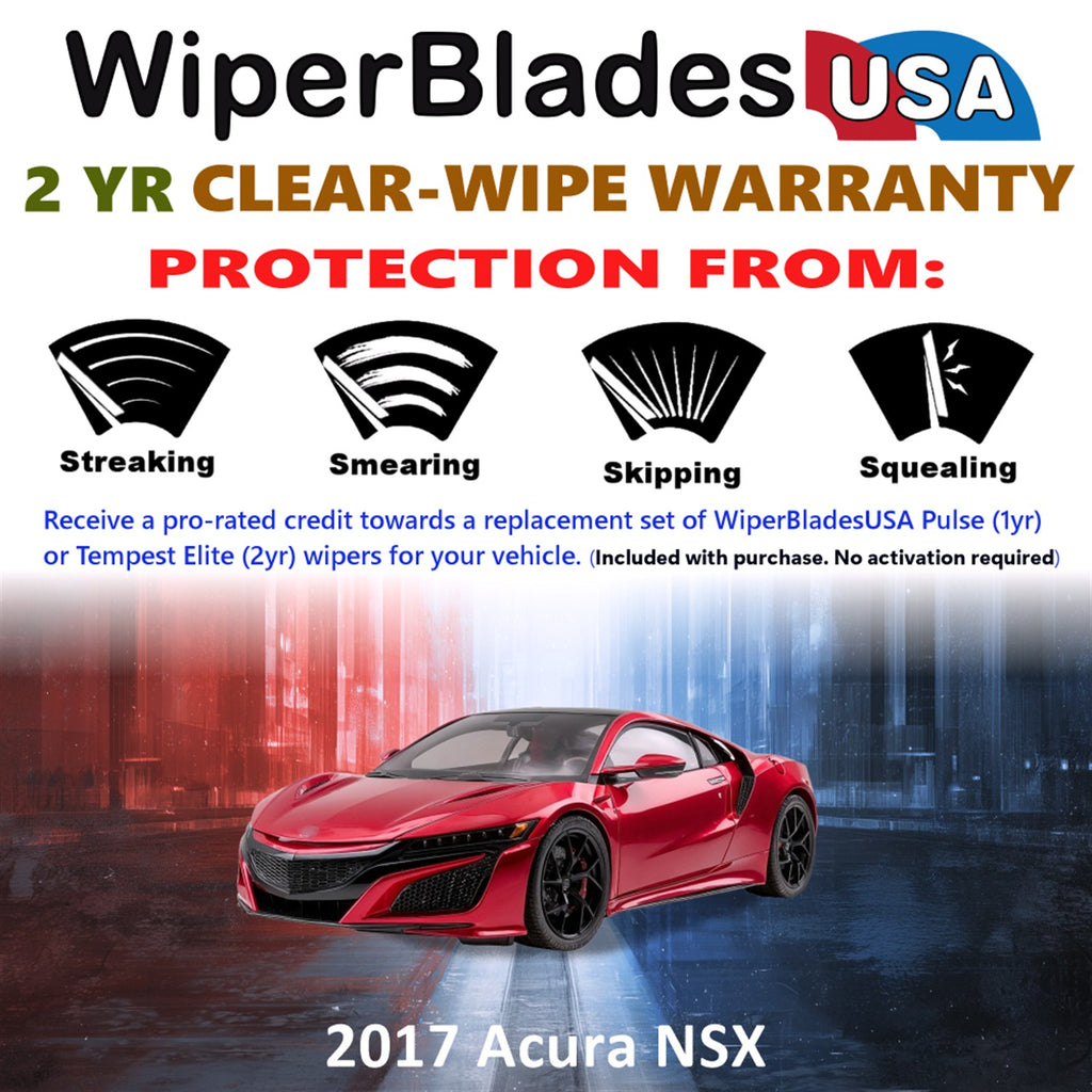 2017 Acura NSX Front Wiper blades Set  Includes 2yr Wear Warranty & Free Delivery