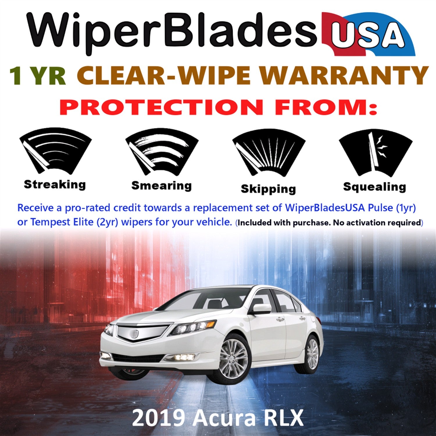 2019 Acura RLX Front Wiper blades Set Includes 1yr Wear Warranty & Free Delivery