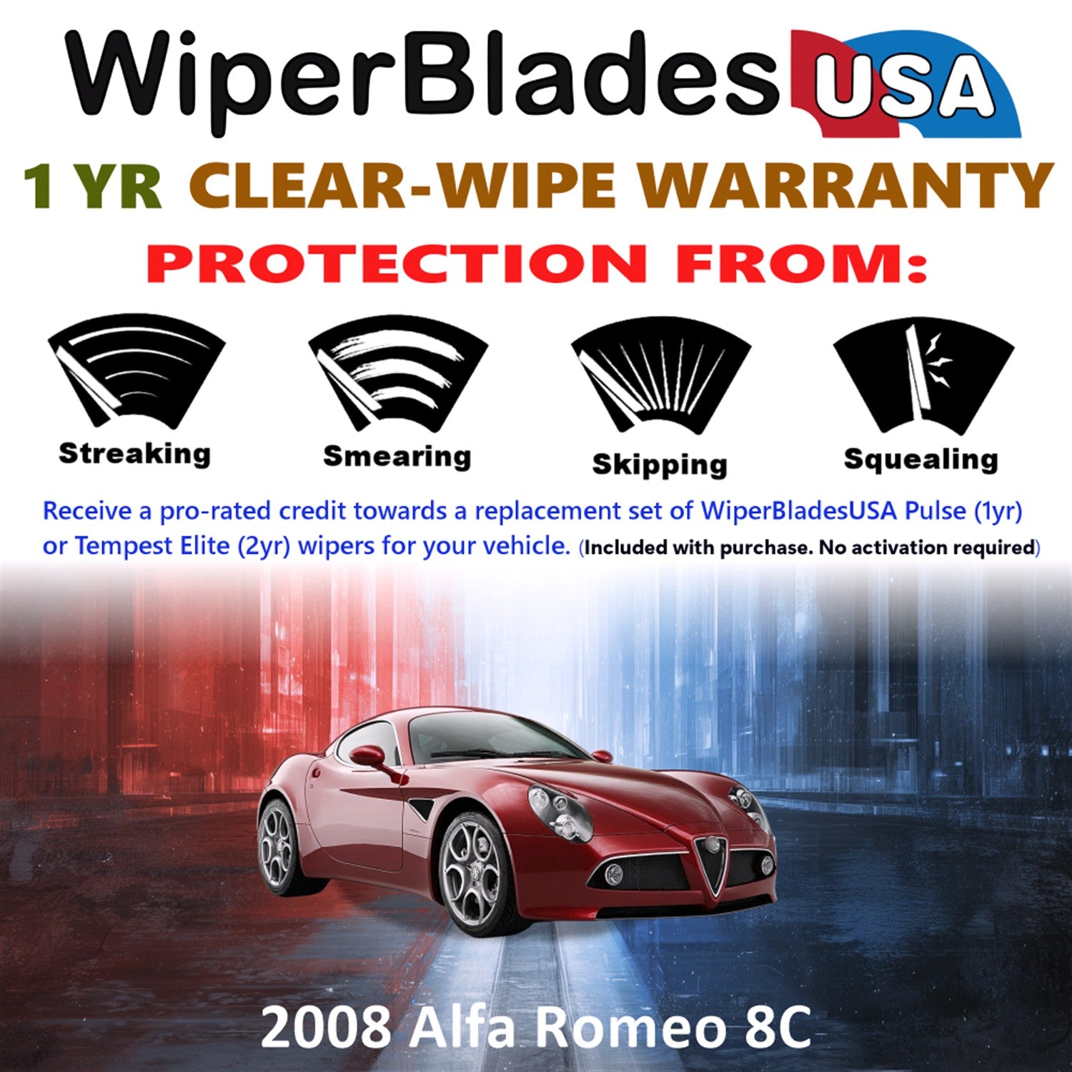2008 Alfa Romeo 8C Front Wiper blades Set Includes 1yr Wear Warranty & Free Delivery