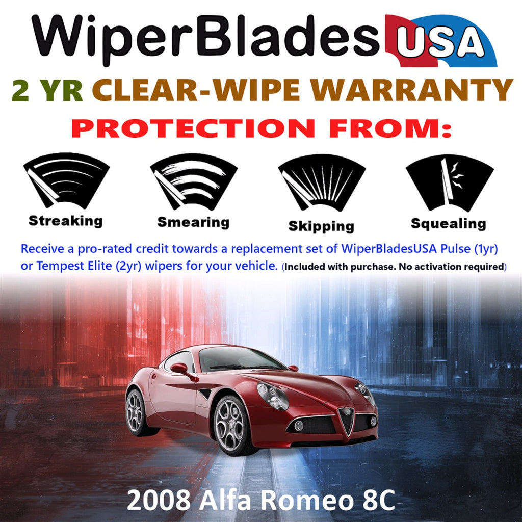 2008 Alfa Romeo 8C Front Wiper blades Set  Includes 2yr Wear Warranty & Free Delivery