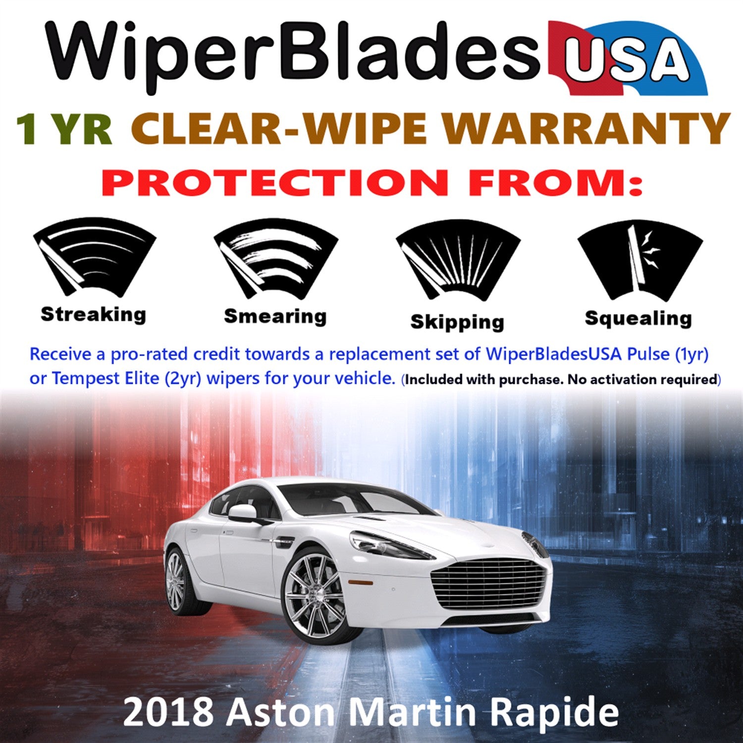 2018 Aston Martin Rapide Front Wiper blades Set Includes 1yr Wear Warranty & Free Delivery
