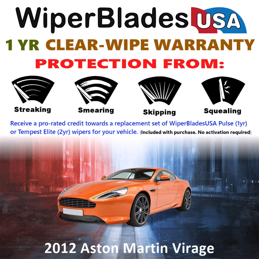 2012 Aston Martin Virage Front Wiper blades Set Includes 1yr Wear Warranty & Free Delivery
