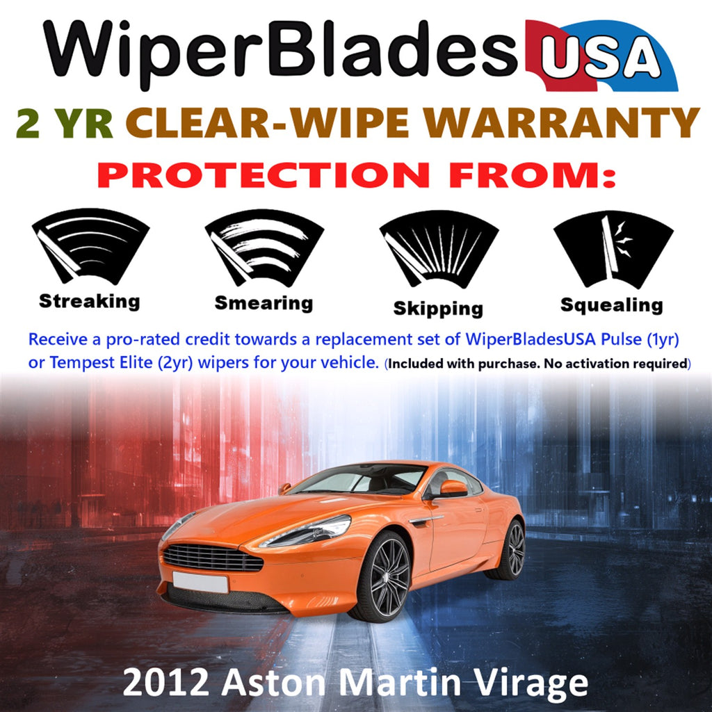 2012 Aston Martin Virage Front Wiper blades Set  Includes 2yr Wear Warranty & Free Delivery