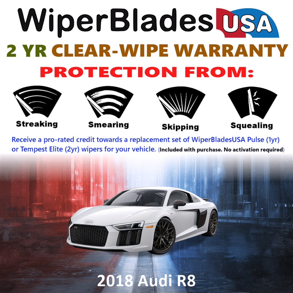 2018 Audi R8 Front Wiper blades Set  Includes 2yr Wear Warranty & Free Delivery