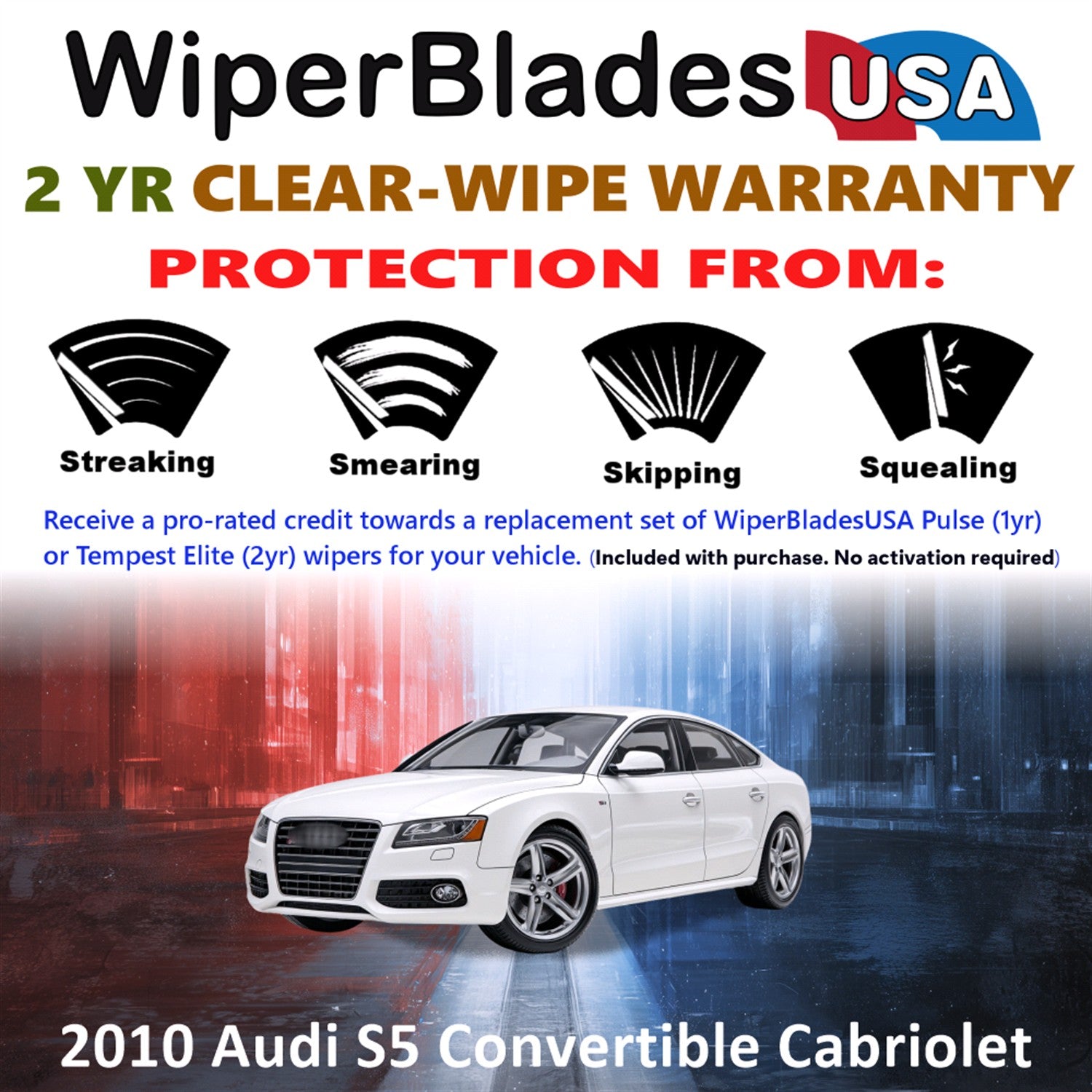 2010 Audi S5 Cabriolet Front Wiper blades Set  Includes 2yr Wear Warranty & Free Delivery
