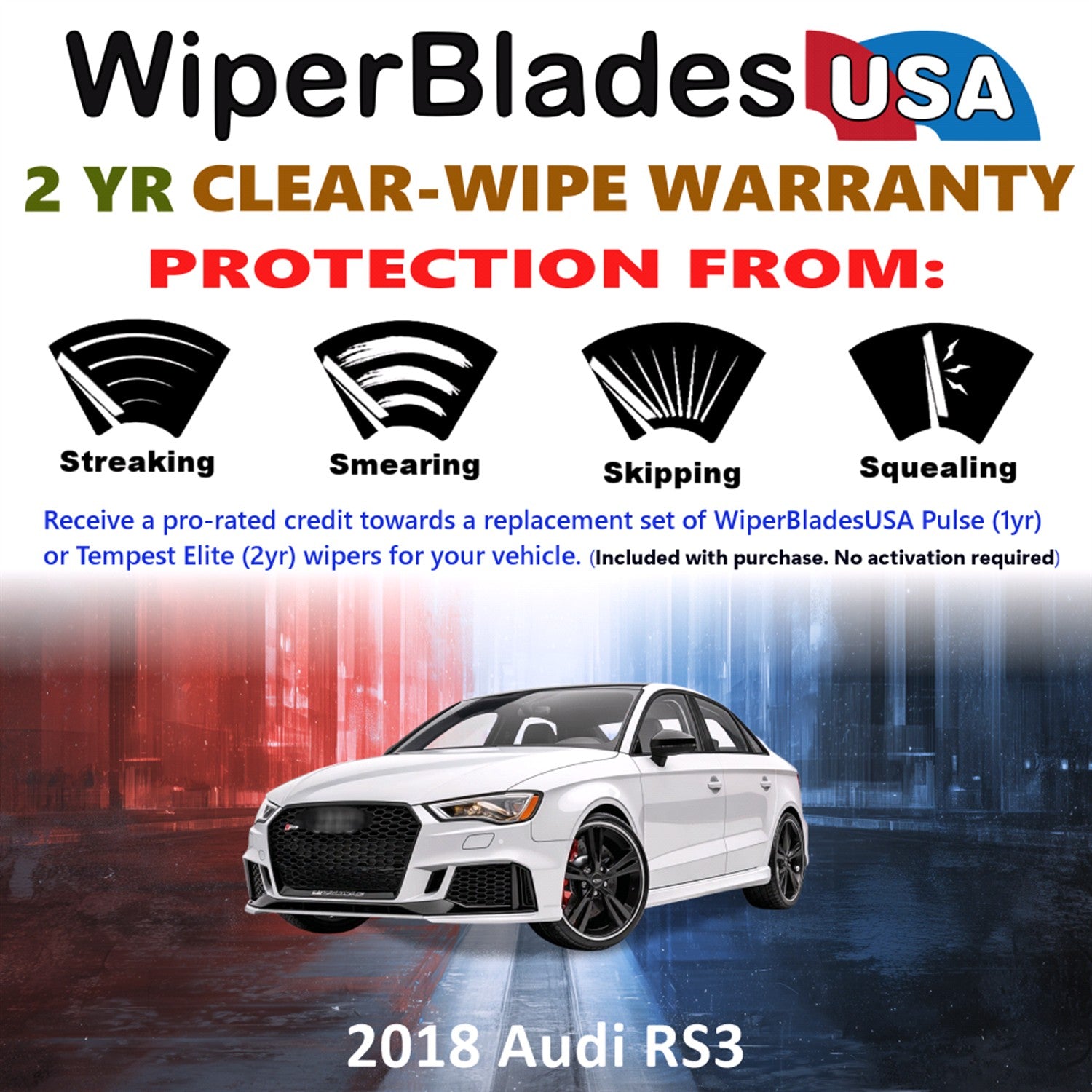 2018 Audi RS3 Front Wiper blades Set  Includes 2yr Wear Warranty & Free Delivery