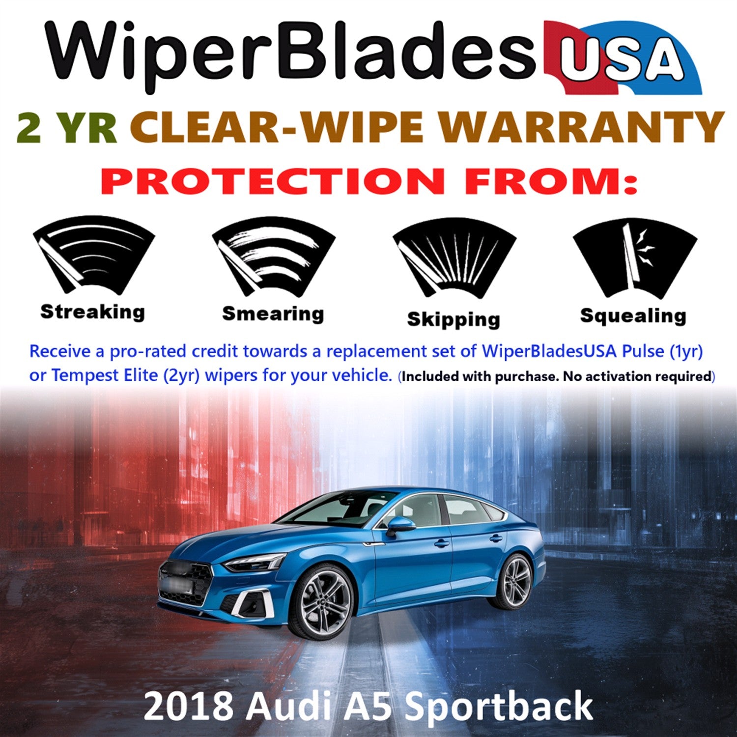 2018 Audi A5 Sportback Front Wiper blades Set  Includes 2yr Wear Warranty & Free Delivery