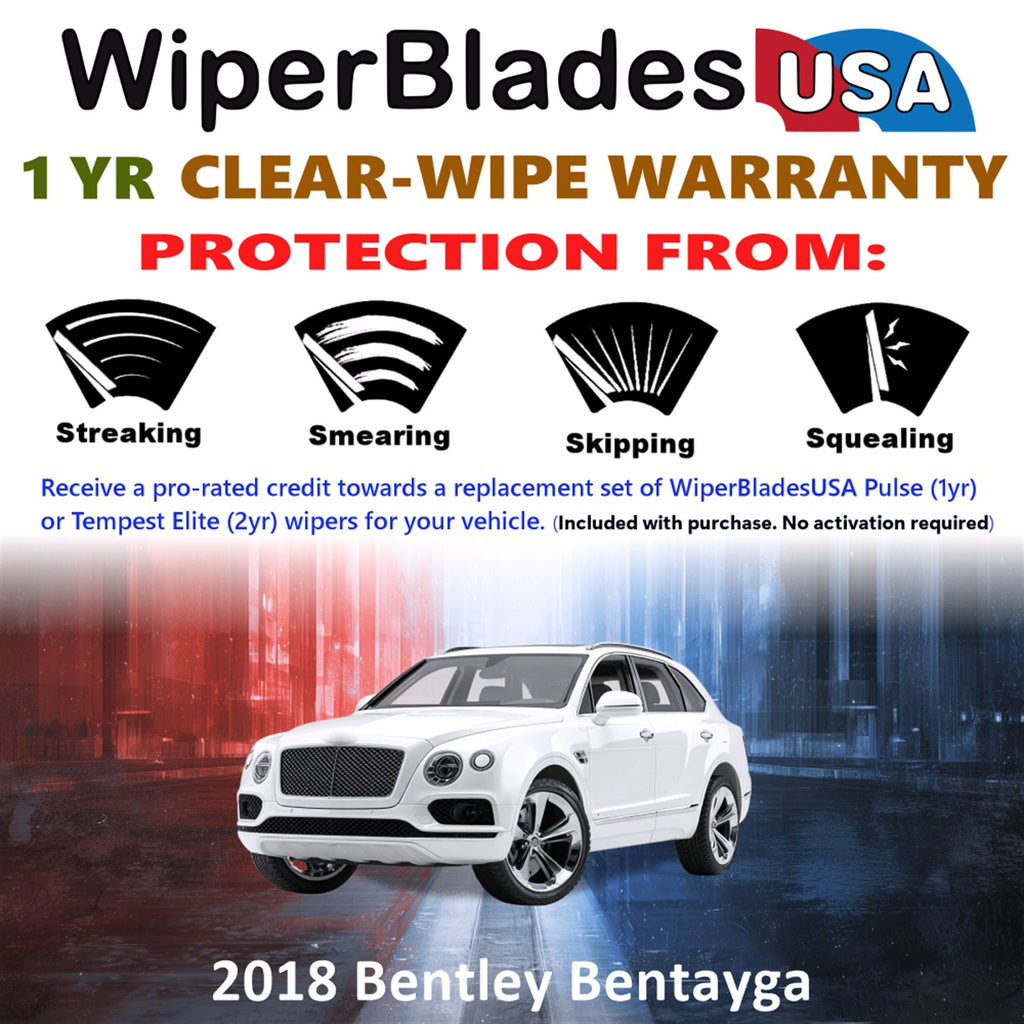 2018 Bentley Bentayga Front w/Rear Wiper blades Set Includes 1yr Wear Warranty & Free Delivery
