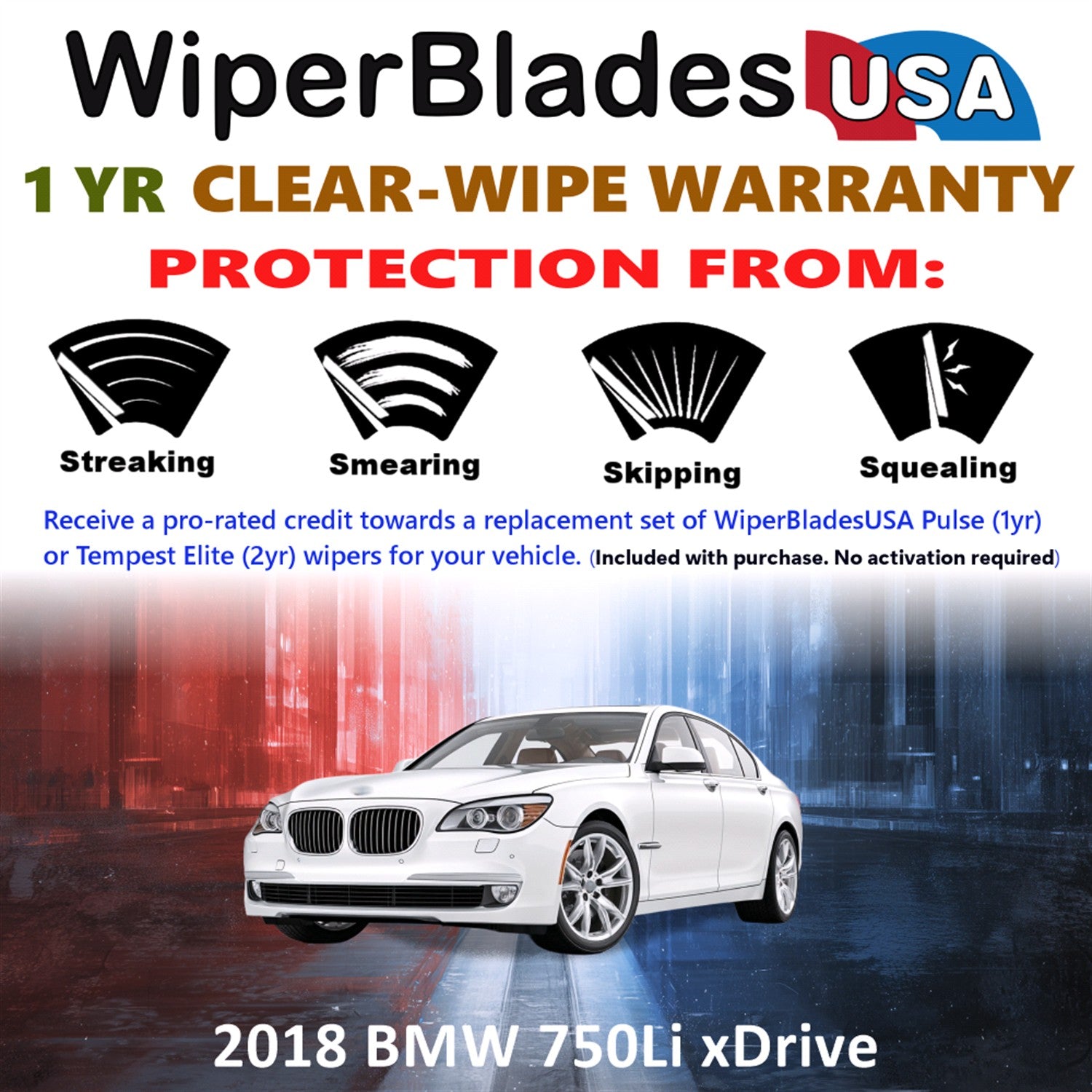 2018 BMW 750Li xDrive Front Wiper blades Set Includes 1yr Wear Warranty & Free Delivery