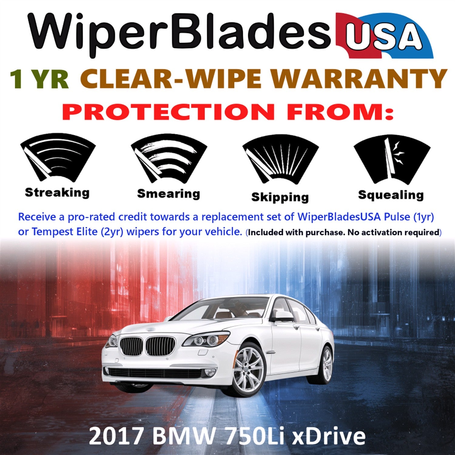2017 BMW 750Li xDrive Front Wiper blades Set Includes 1yr Wear Warranty & Free Delivery