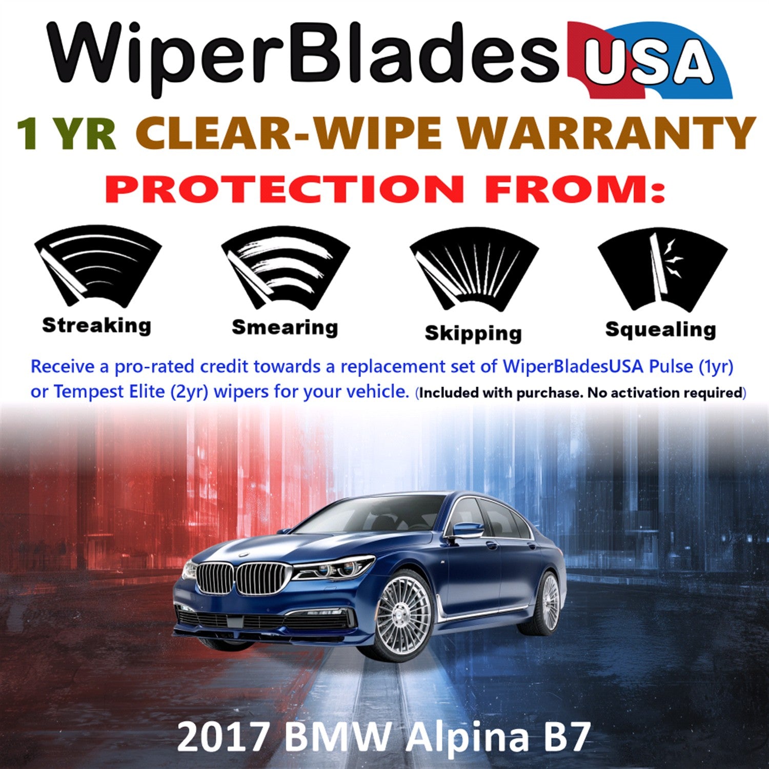 2017 BMW Alpina B7 Front Wiper blades Set Includes 1yr Wear Warranty & Free Delivery