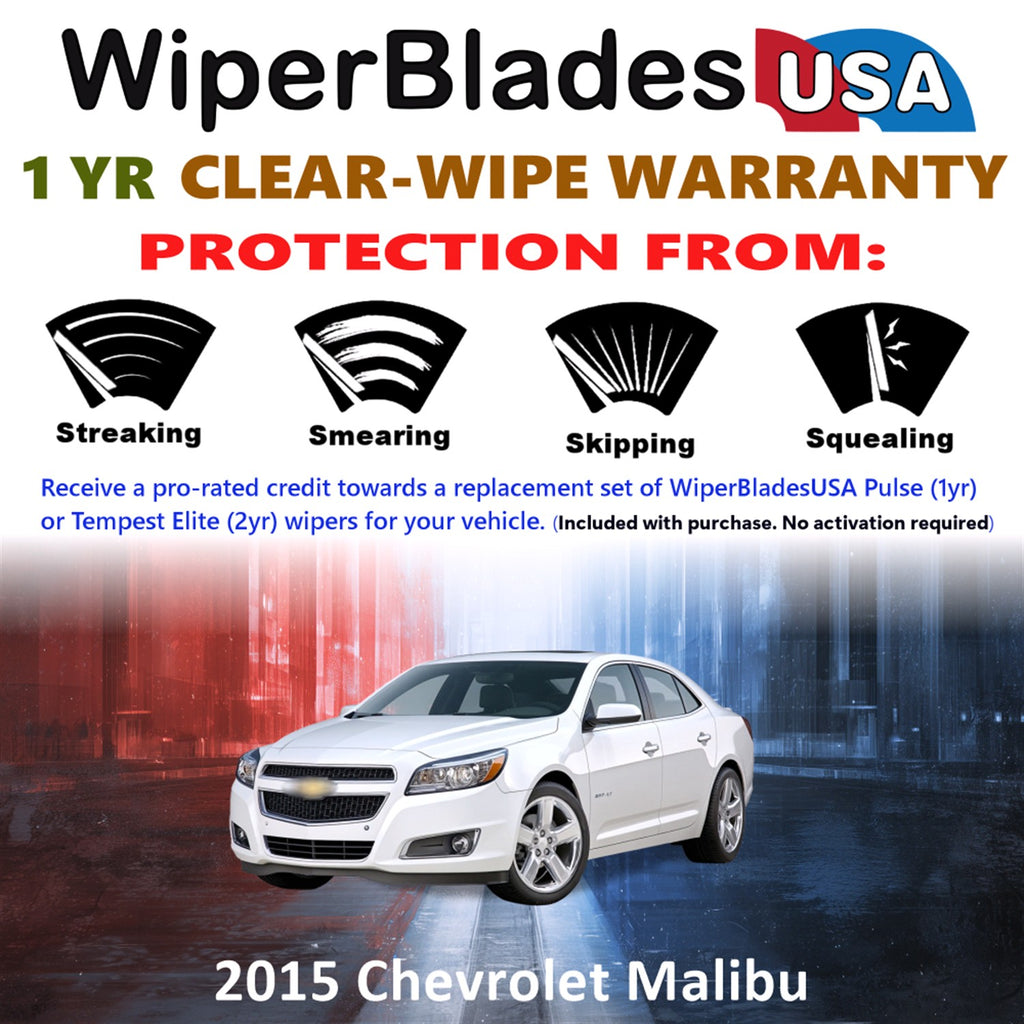 2015 Chevrolet Malibu Front Wiper blades Set Includes 1yr Wear Warranty & Free Delivery