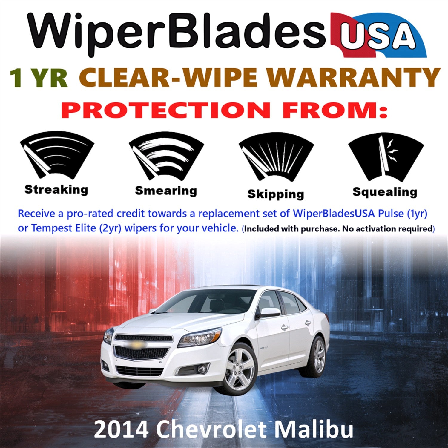 2014 Chevrolet Malibu Front Wiper blades Set Includes 1yr Wear Warranty & Free Delivery