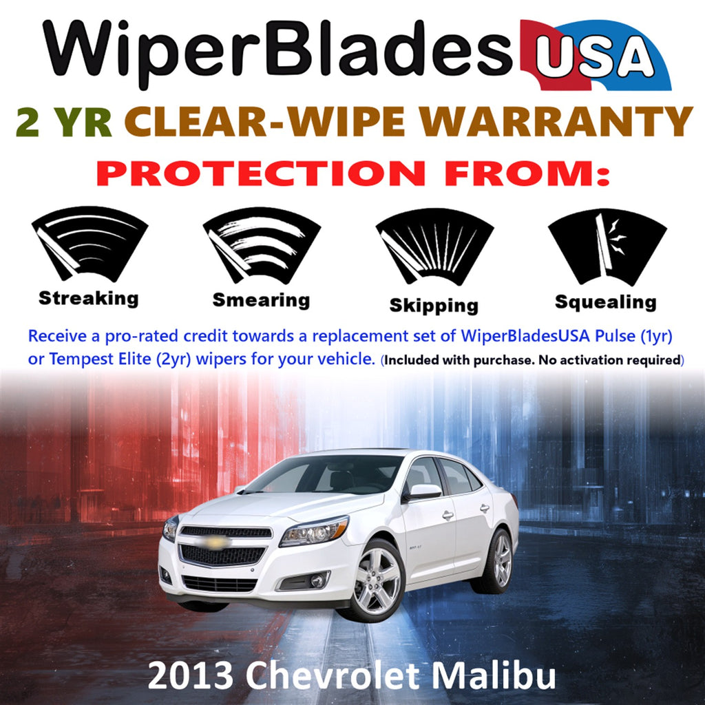 2013 Chevrolet Malibu Front Wiper blades Set  Includes 2yr Wear Warranty & Free Delivery