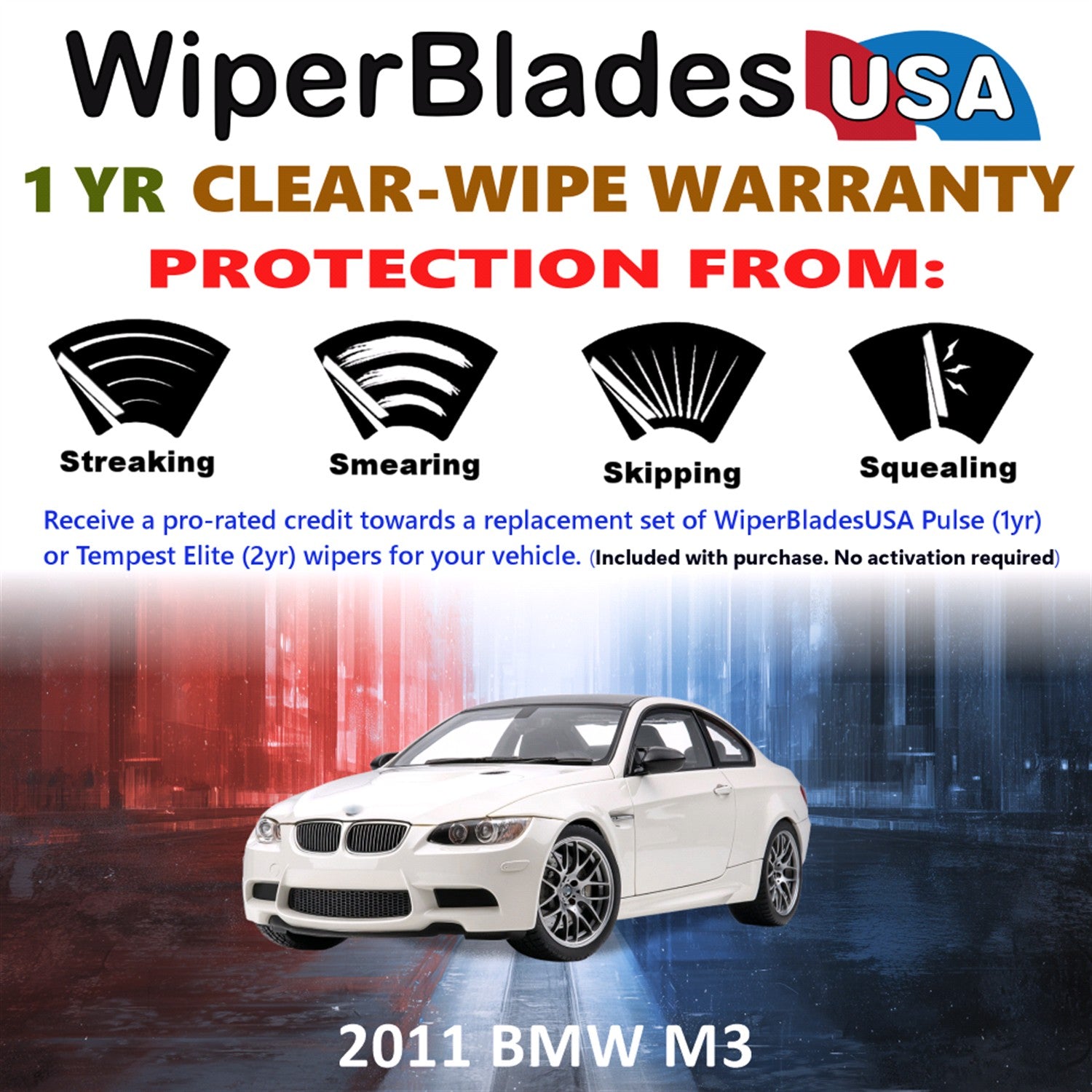 2011 BMW M3 Front Wiper blades Set Includes 1yr Wear Warranty & Free Delivery