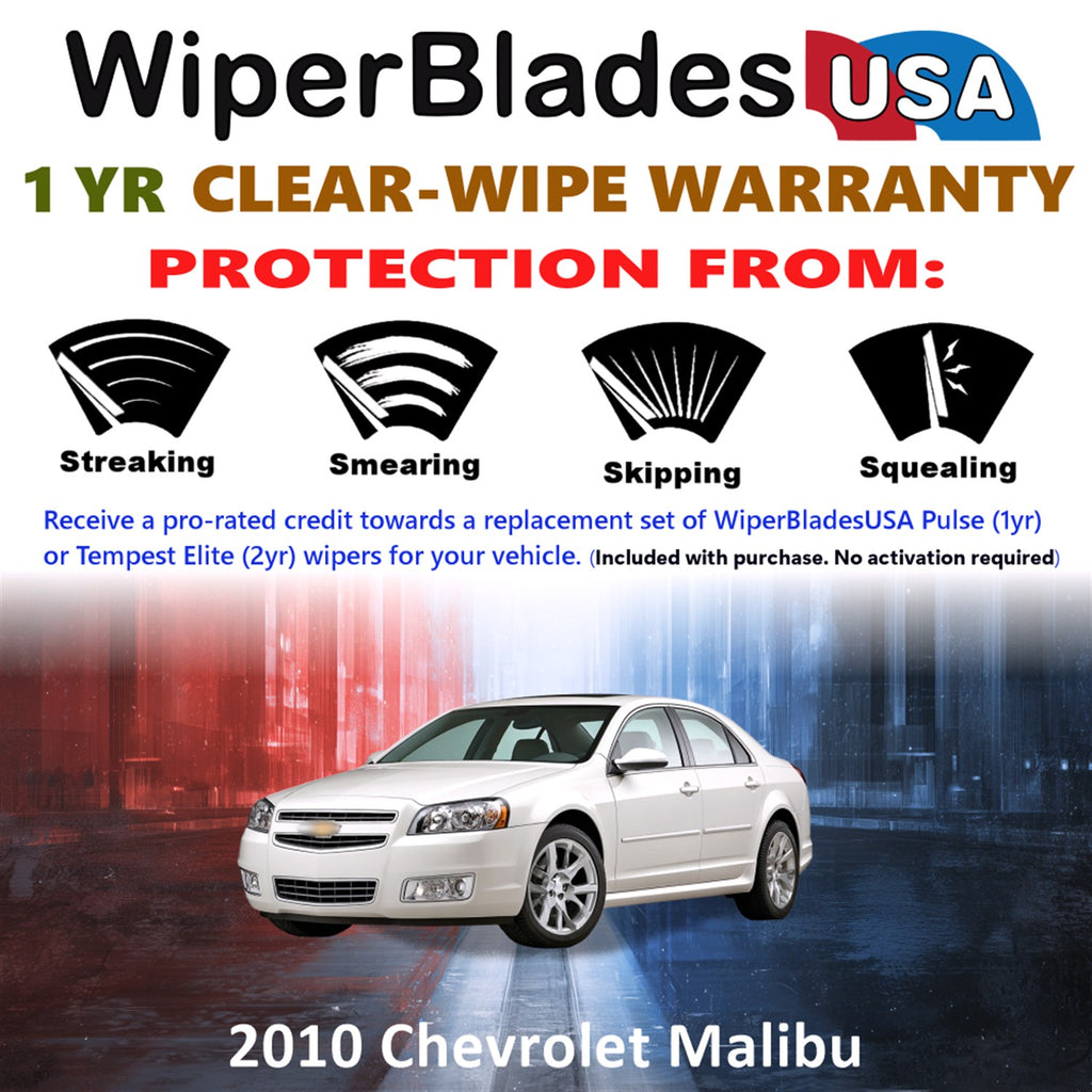 2010 Chevrolet Malibu Front Wiper blades Set Includes 1yr Wear Warranty & Free Delivery
