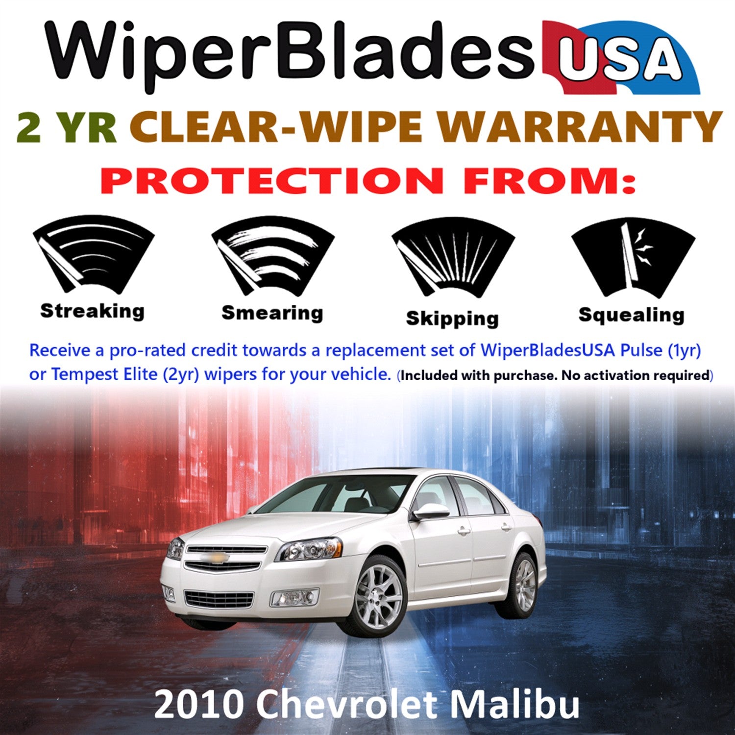 2010 Chevrolet Malibu Front Wiper blades Set  Includes 2yr Wear Warranty & Free Delivery