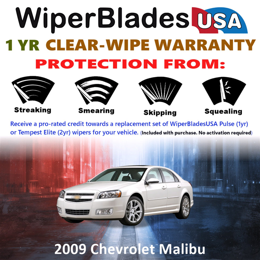 2009 Chevrolet Malibu Front Wiper blades Set Includes 1yr Wear Warranty & Free Delivery