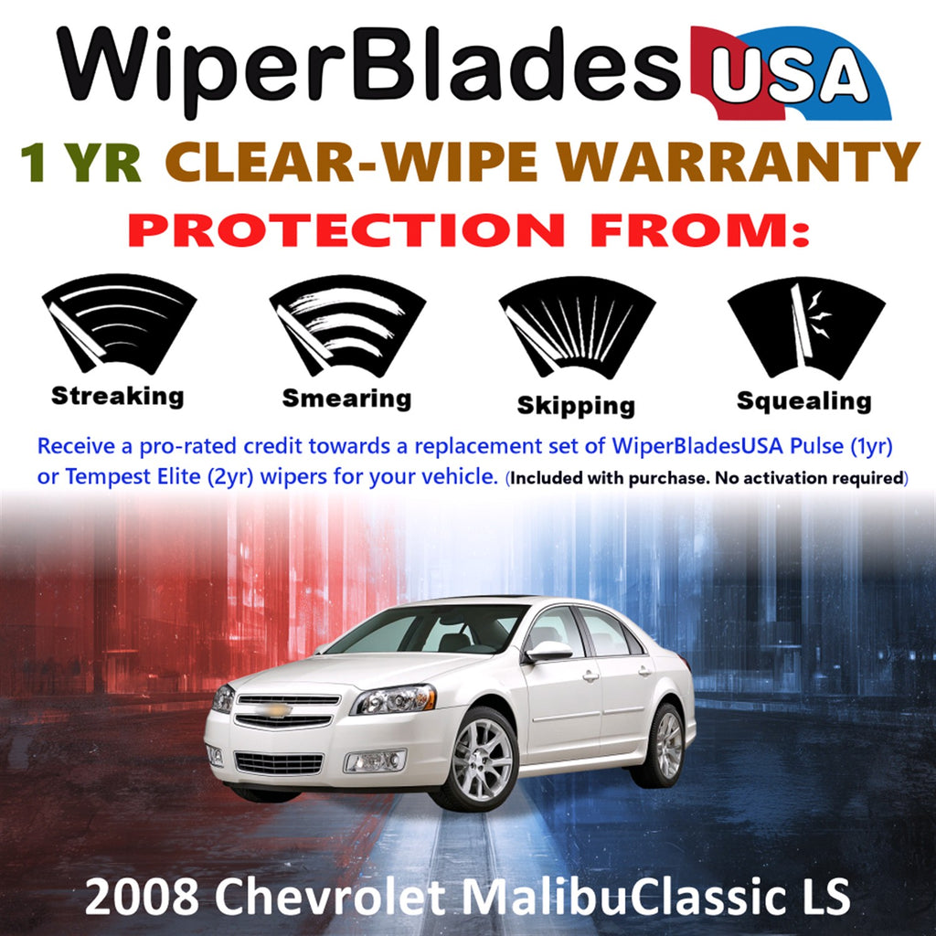 2008 Chevrolet Malibu Classic LS Front Wiper blades Set Includes 1yr Wear Warranty & Free Delivery