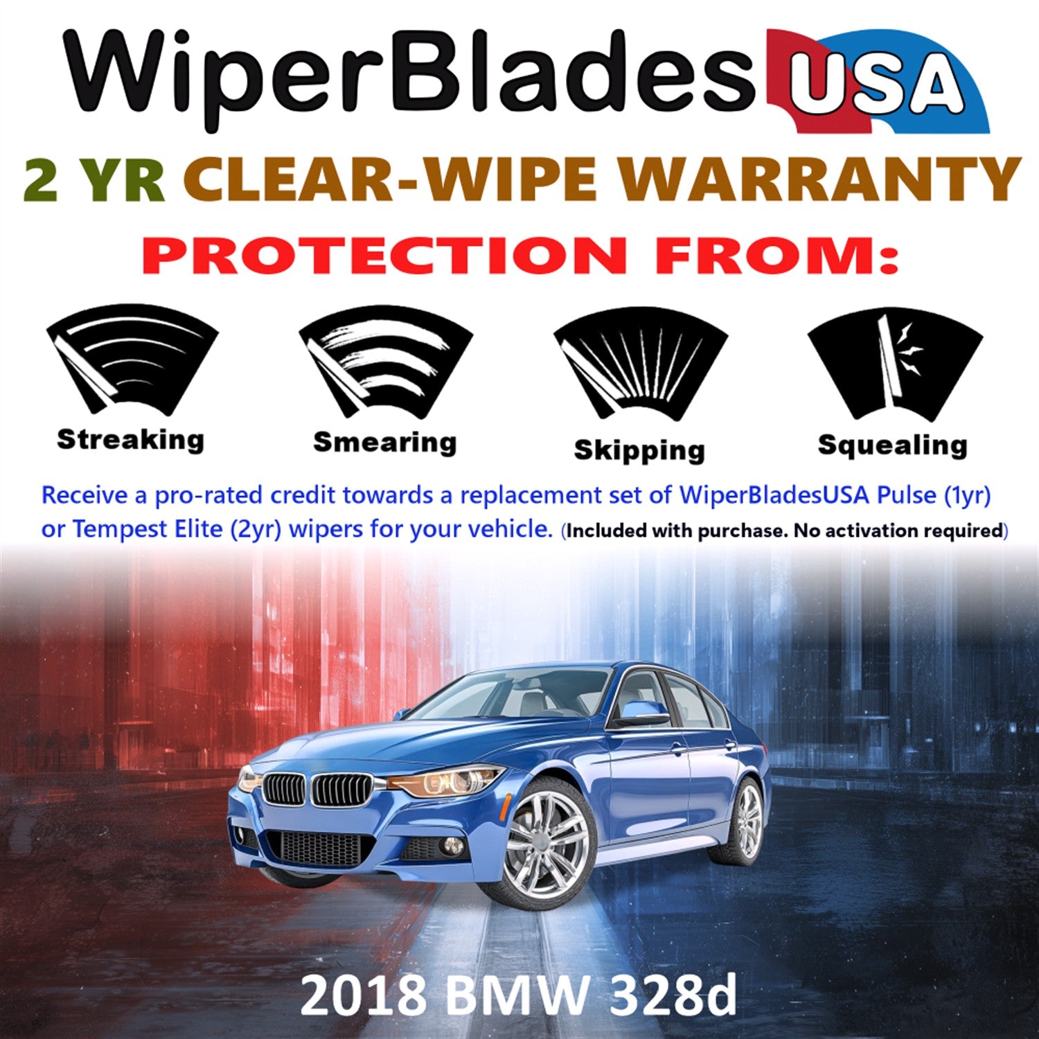 2018 BMW 328d Front Wiper blades Set  Includes 2yr Wear Warranty & Free Delivery