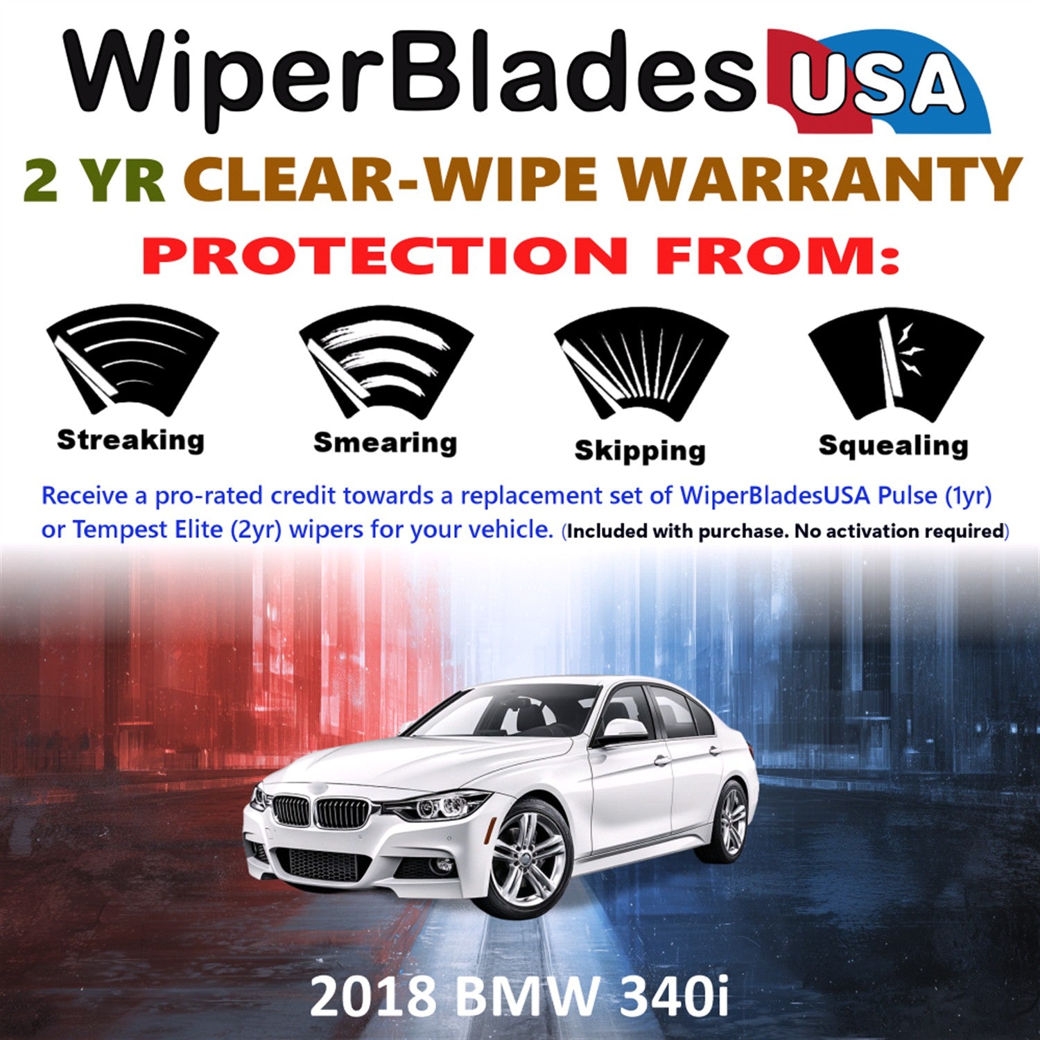 2018 BMW 340i Front Wiper blades Set  Includes 2yr Wear Warranty & Free Delivery