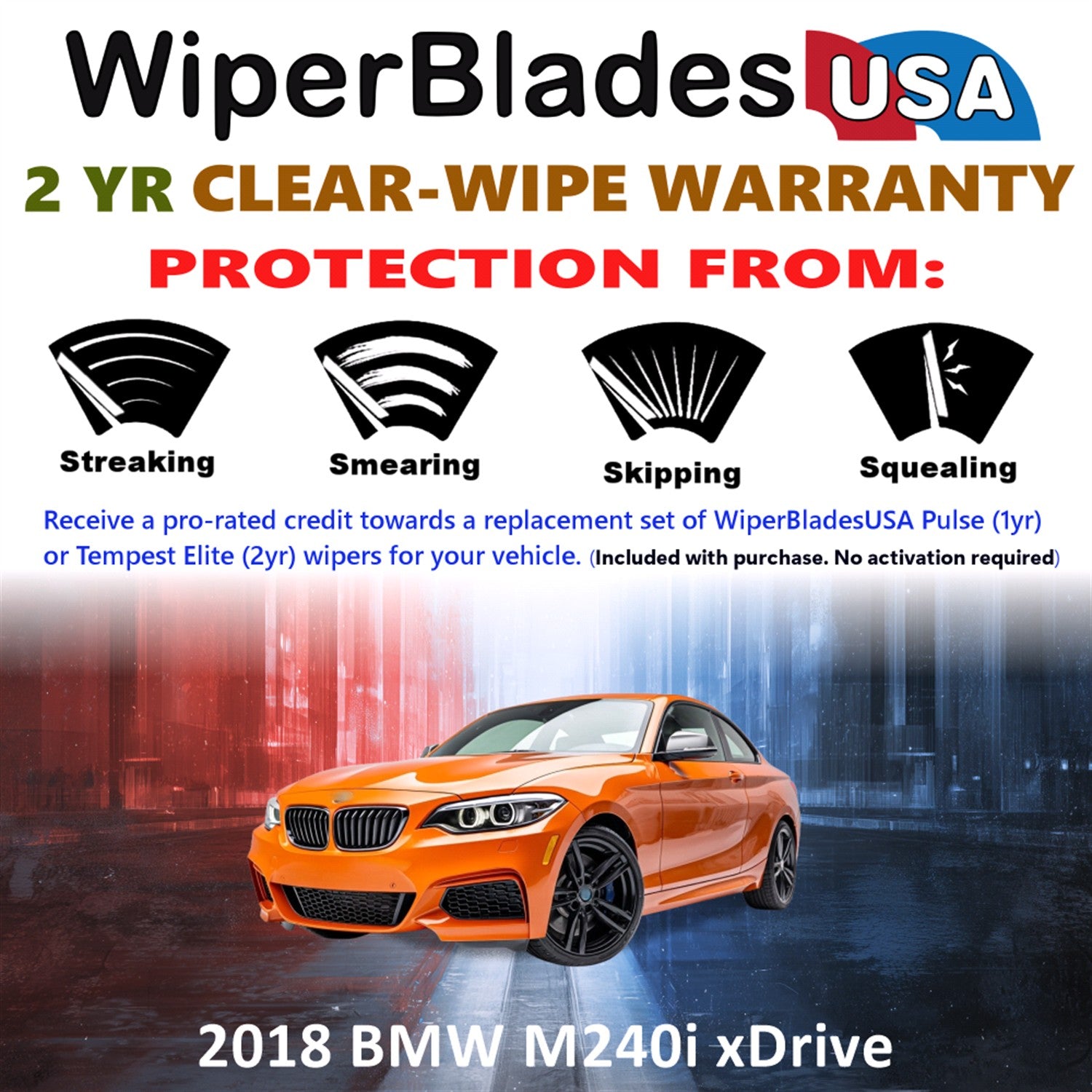 2018 BMW M240i xDrive Front Wiper blades Set  Includes 2yr Wear Warranty & Free Delivery
