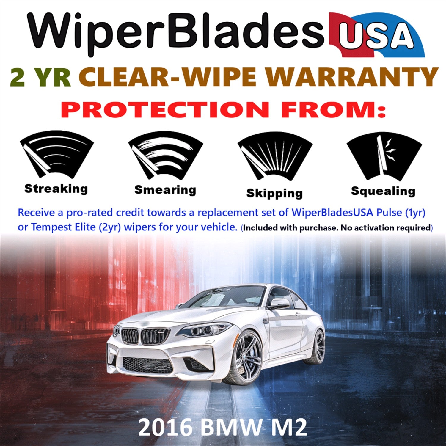 2016 BMW M2 Front Wiper blades Set  Includes 2yr Wear Warranty & Free Delivery