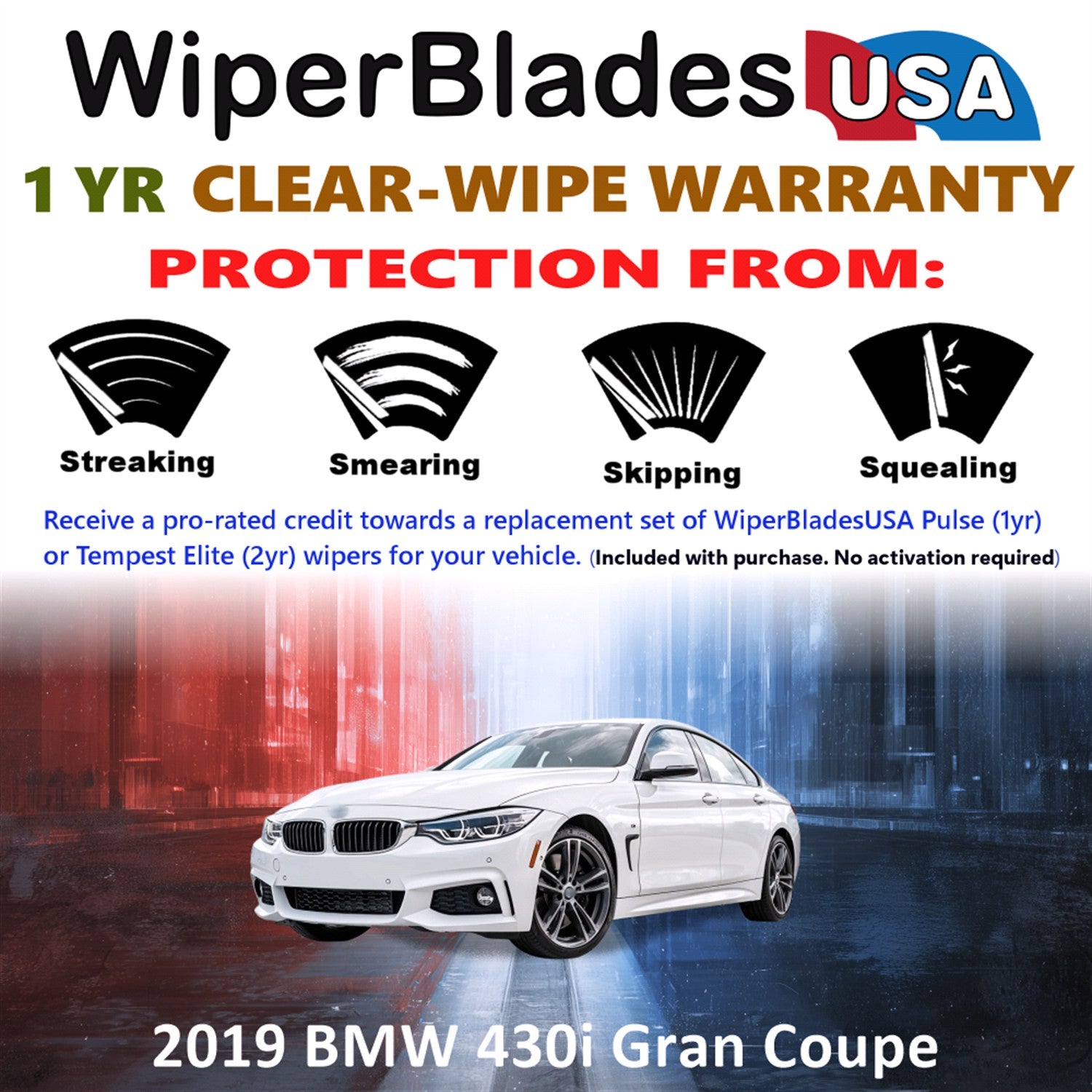 2019 BMW 430i Gran Coupe Front Wiper blades Set Includes 1yr Wear Warranty & Free Delivery