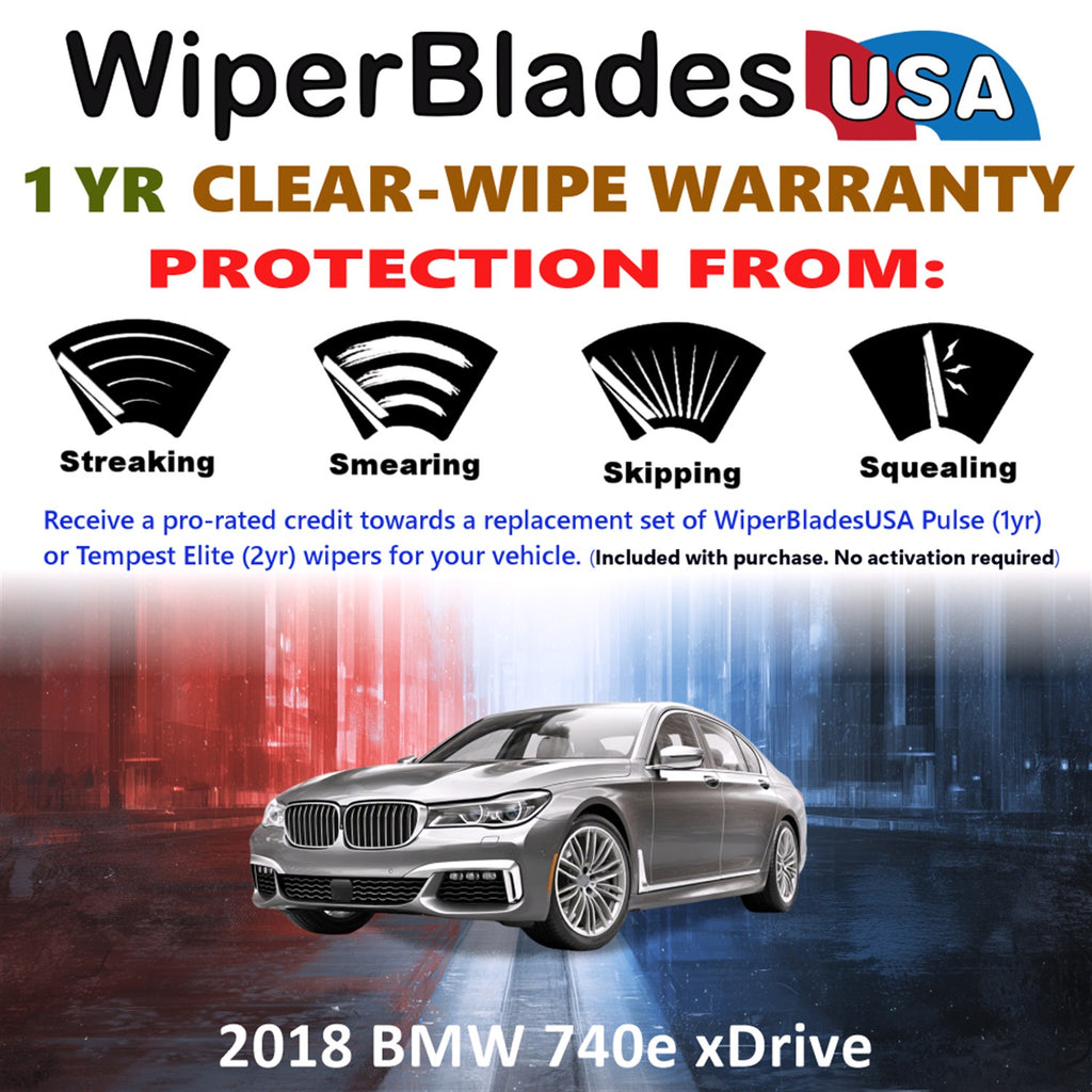 2018 BMW 740e xDrive Front Wiper blades Set Includes 1yr Wear Warranty & Free Delivery