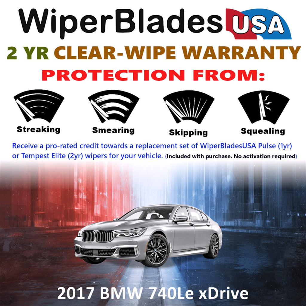 2017 BMW 740Le xDrive Front Wiper blades Set  Includes 2yr Wear Warranty & Free Delivery