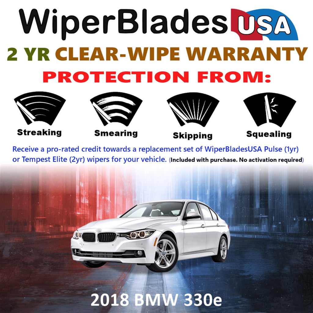2018 BMW 330e Front Wiper blades Set  Includes 2yr Wear Warranty & Free Delivery