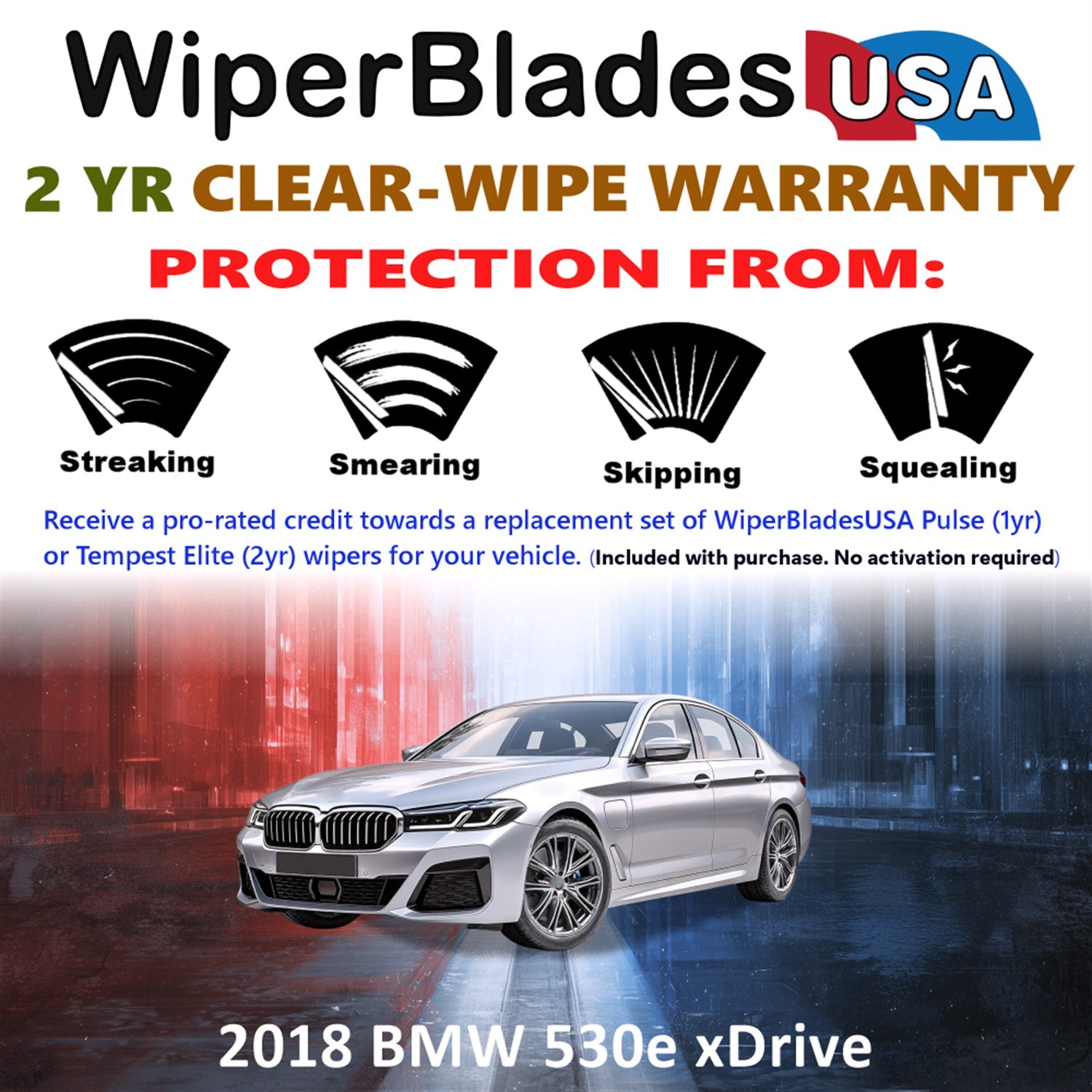 2018 BMW 530e xDrive Front Wiper blades Set  Includes 2yr Wear Warranty & Free Delivery