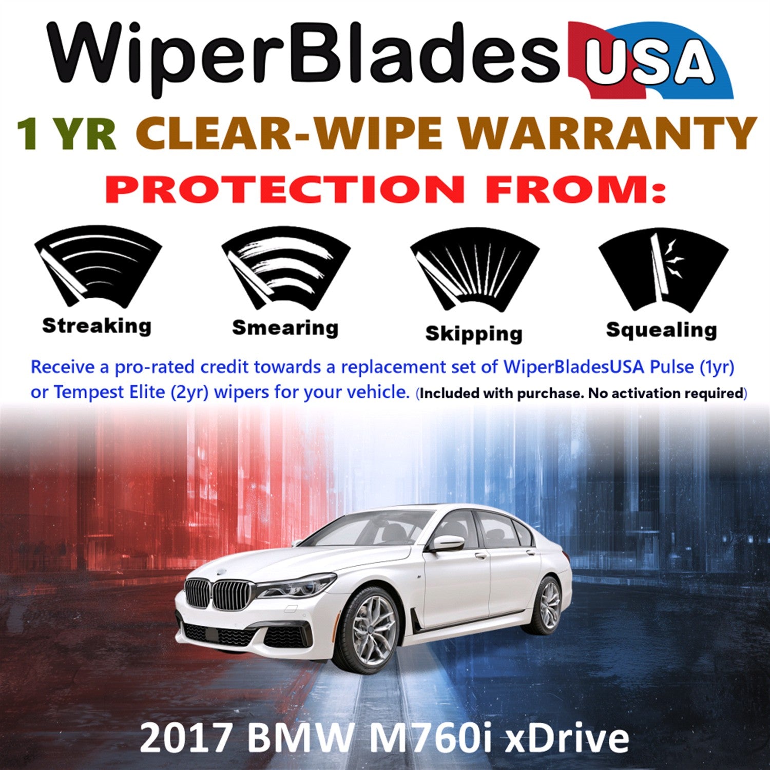 2017 BMW M760i xDrive Front Wiper blades Set Includes 1yr Wear Warranty & Free Delivery