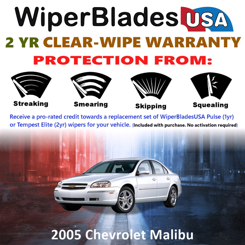 2005 Chevrolet Malibu Front Wiper blades Set  Includes 2yr Wear Warranty & Free Delivery