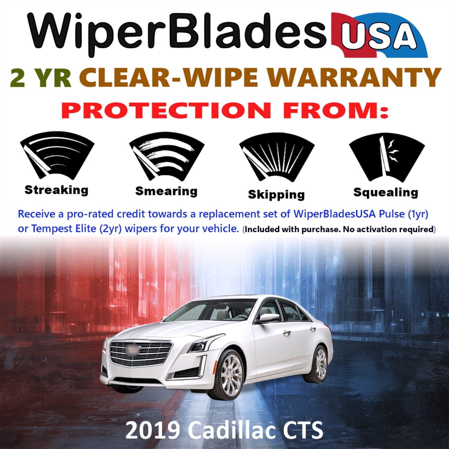 2019 Cadillac CTS Front Wiper blades Set  Includes 2yr Wear Warranty & Free Delivery