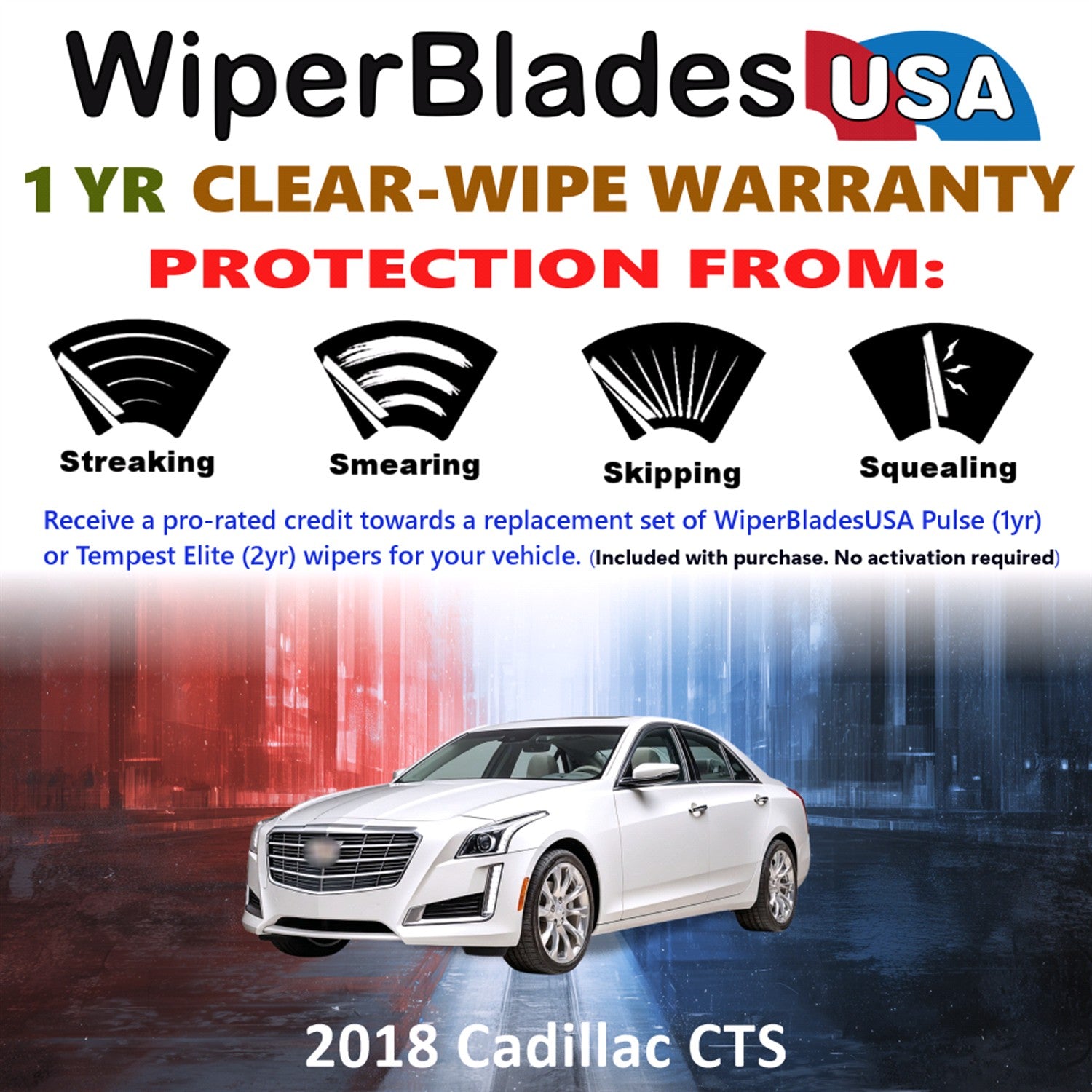 2018 Cadillac CTS Front Wiper blades Set Includes 1yr Wear Warranty & Free Delivery