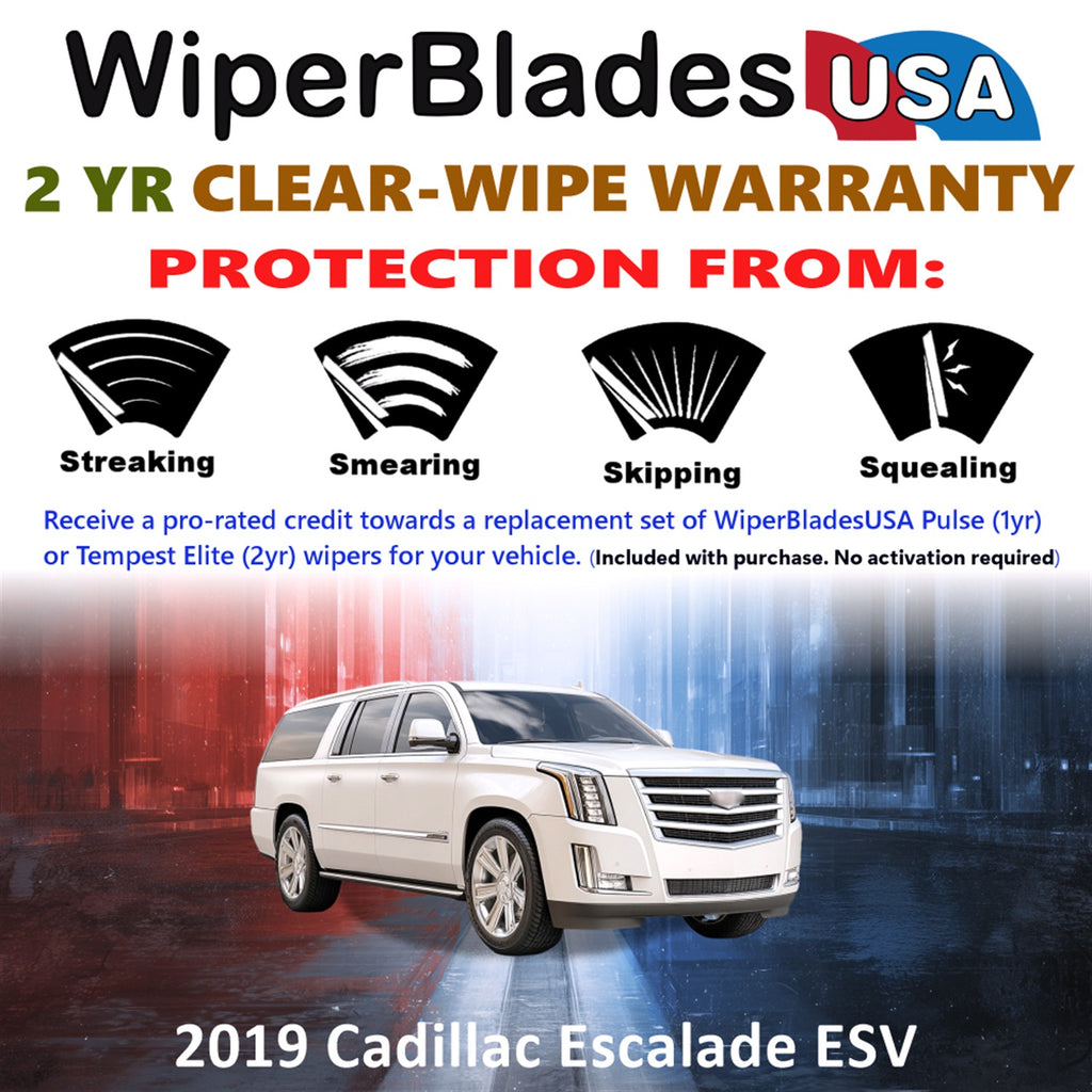 2019 Cadillac Escalade ESV Front Wiper blades Set  Includes 2yr Wear Warranty & Free Delivery