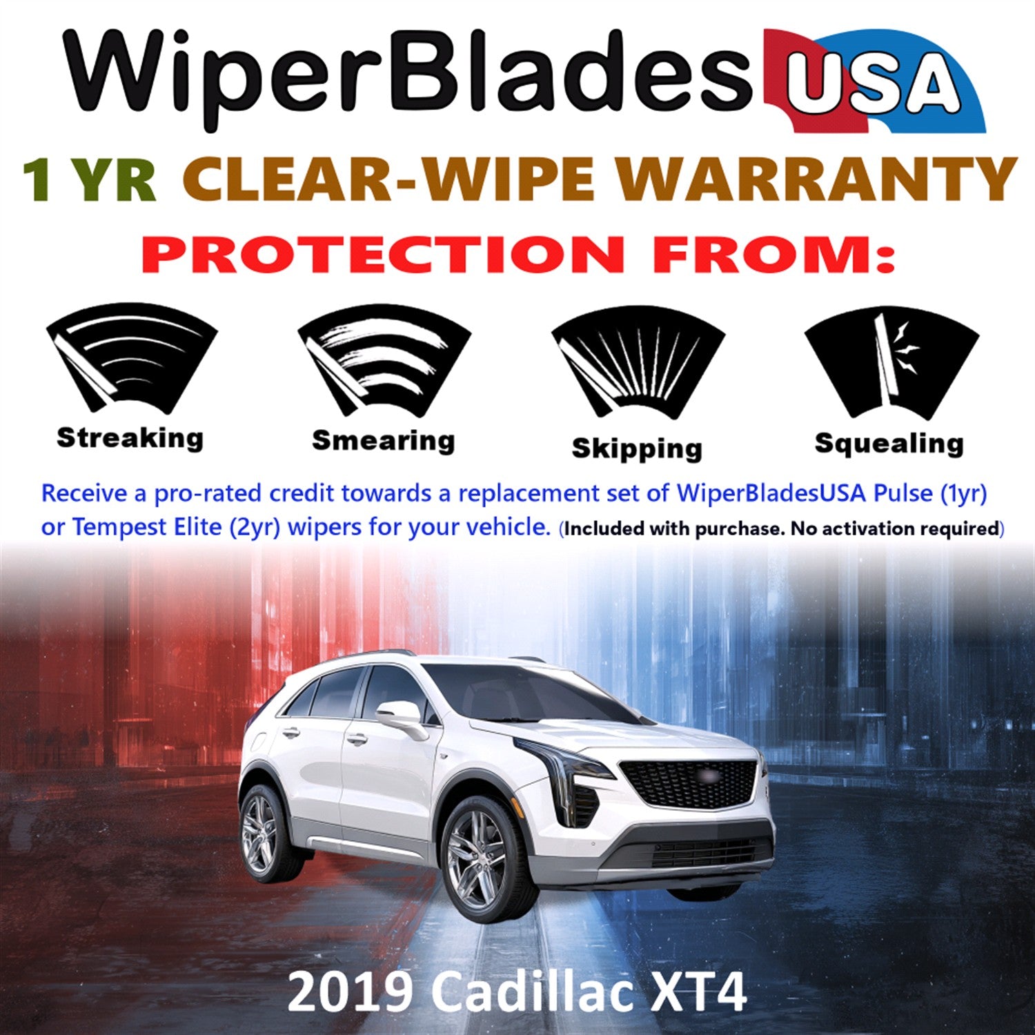 2019 Cadillac XT4 Front w/Rear Wiper blades Set Includes 1yr Wear Warranty & Free Delivery