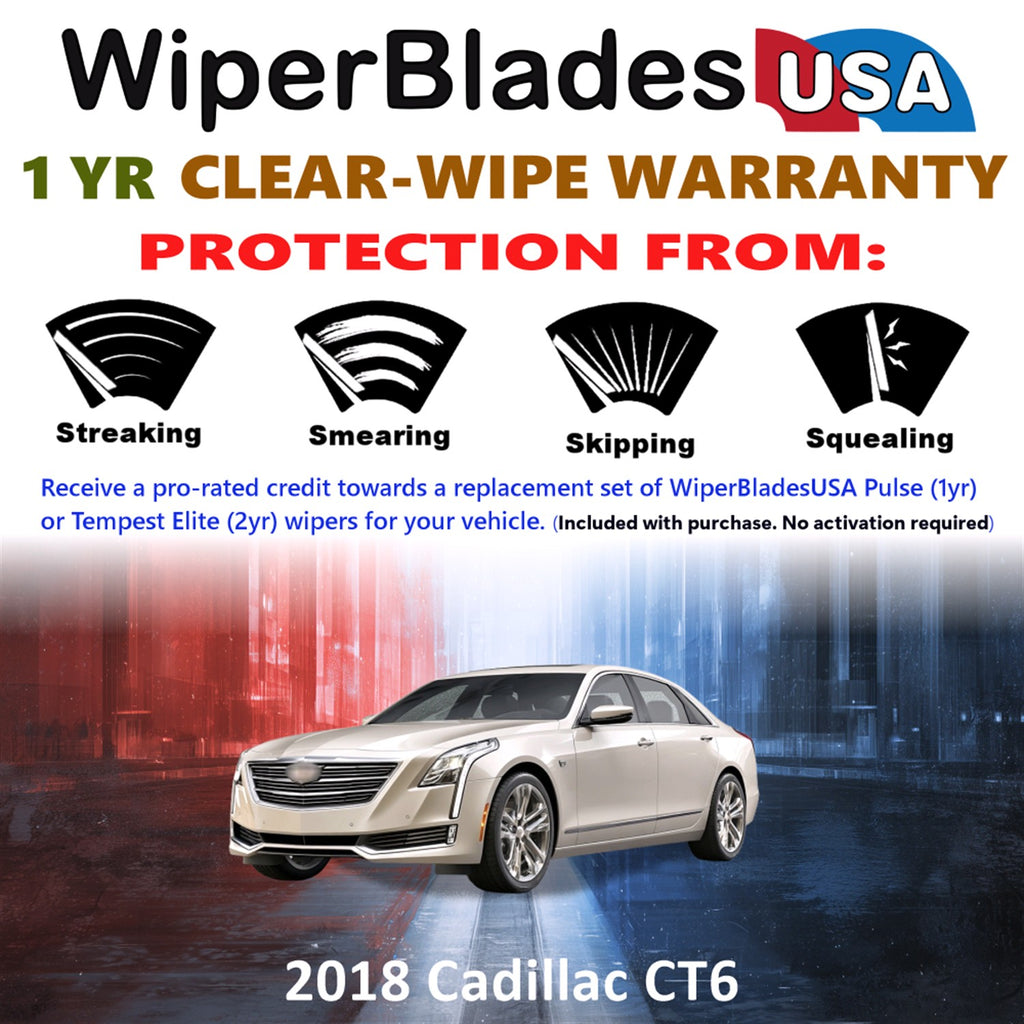 2018 Cadillac CT6 Front Wiper blades Set Includes 1yr Wear Warranty & Free Delivery